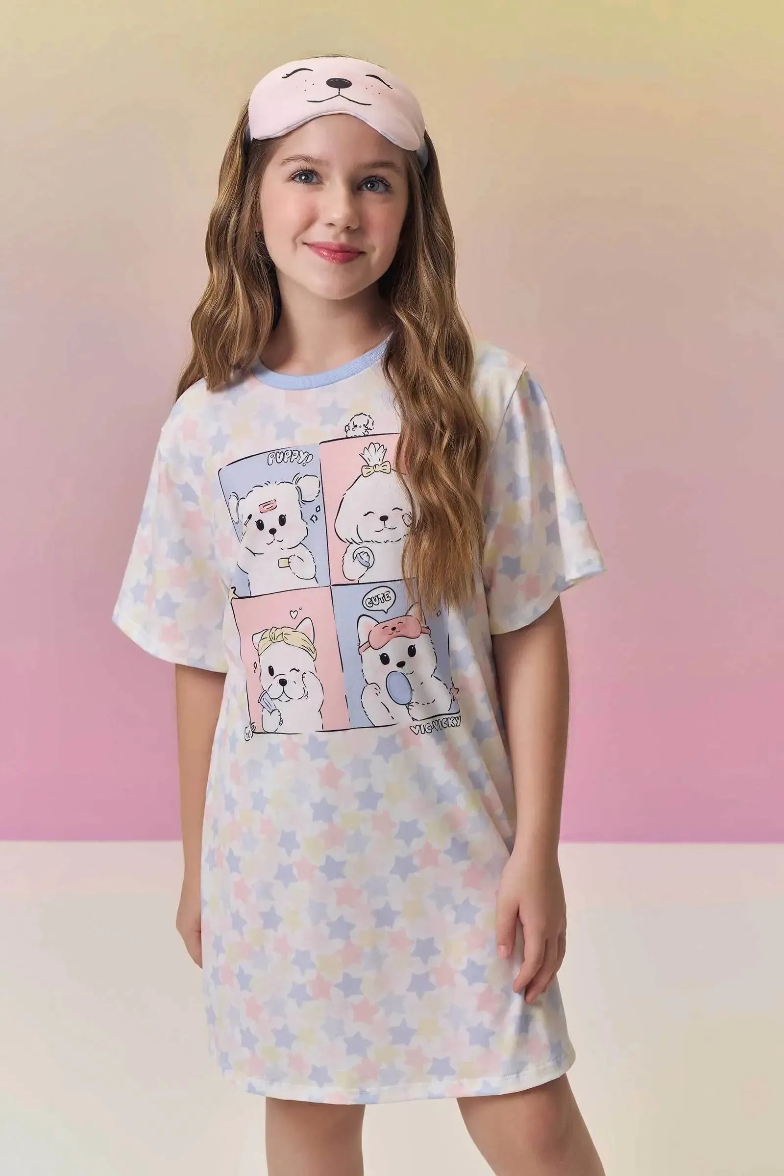 Camisola em Malha Fresh Acompanha Sleep Mask 95075 Vic&Vicky Teen Menina