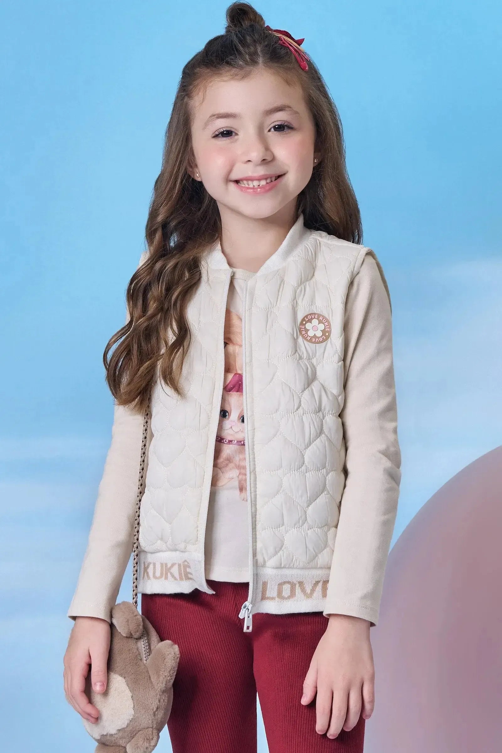 Colete Puffer em Nylon 89239 Kukiê Infantil Menina