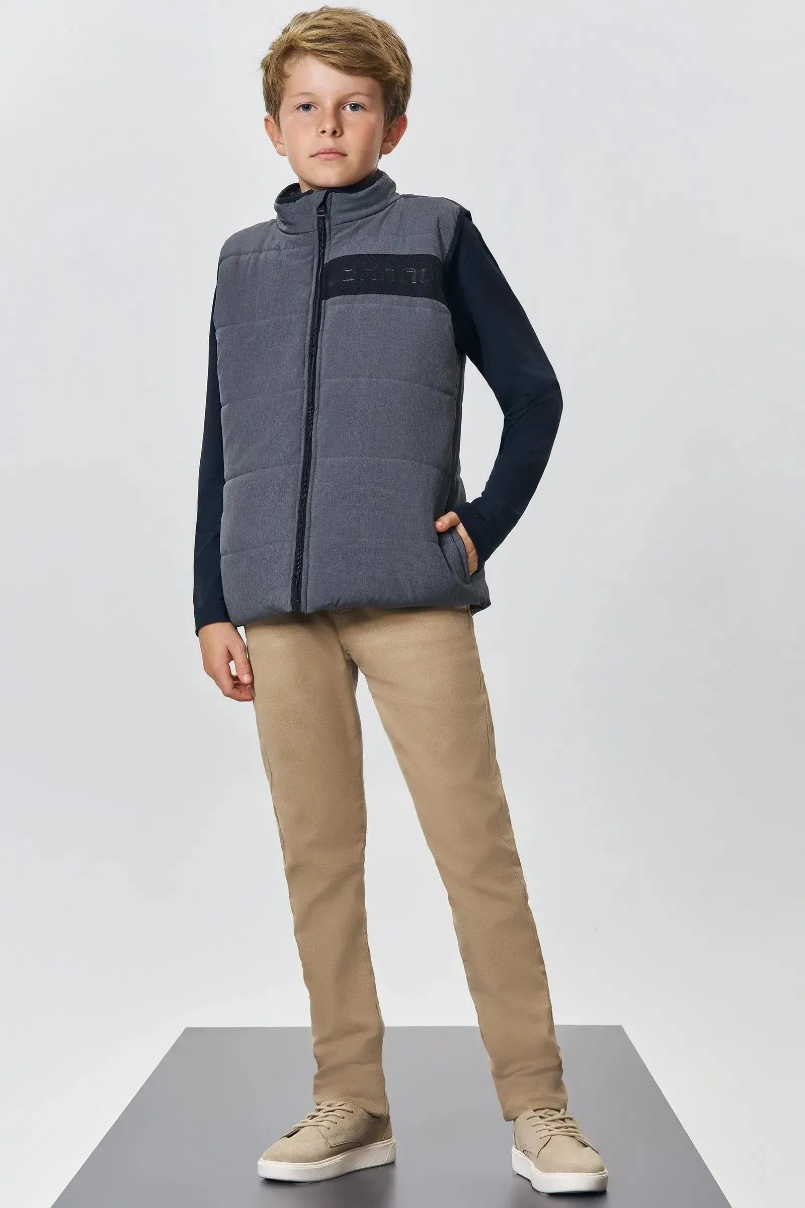 Colete Puffer em Nylon Stripes com Elastano 89365 Johnny Fox Teen Menino