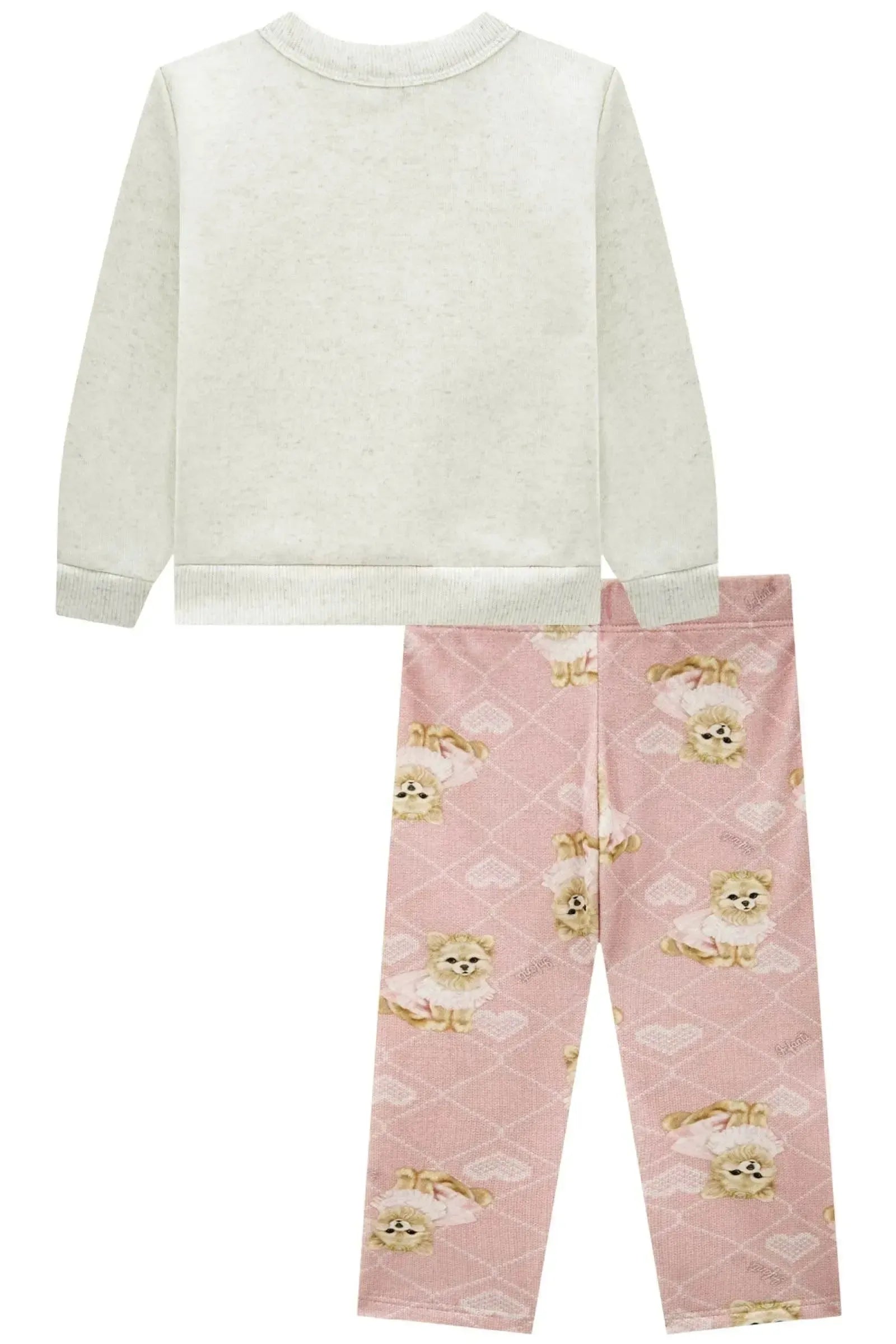 Conjunto Blusão em Moletom Linho 3 Cabos com Pelúcia e Calça Legging em Fleece Luxo 91796 Infanti Bebê Menina