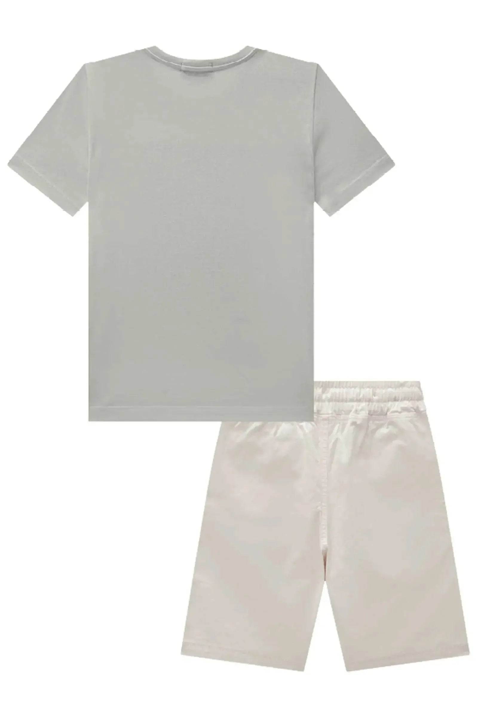 Conjunto Camiseta em Meia Malha e Bermuda em Sarja Caribe com Elastano 83597 LucBoo Infantil Menino
