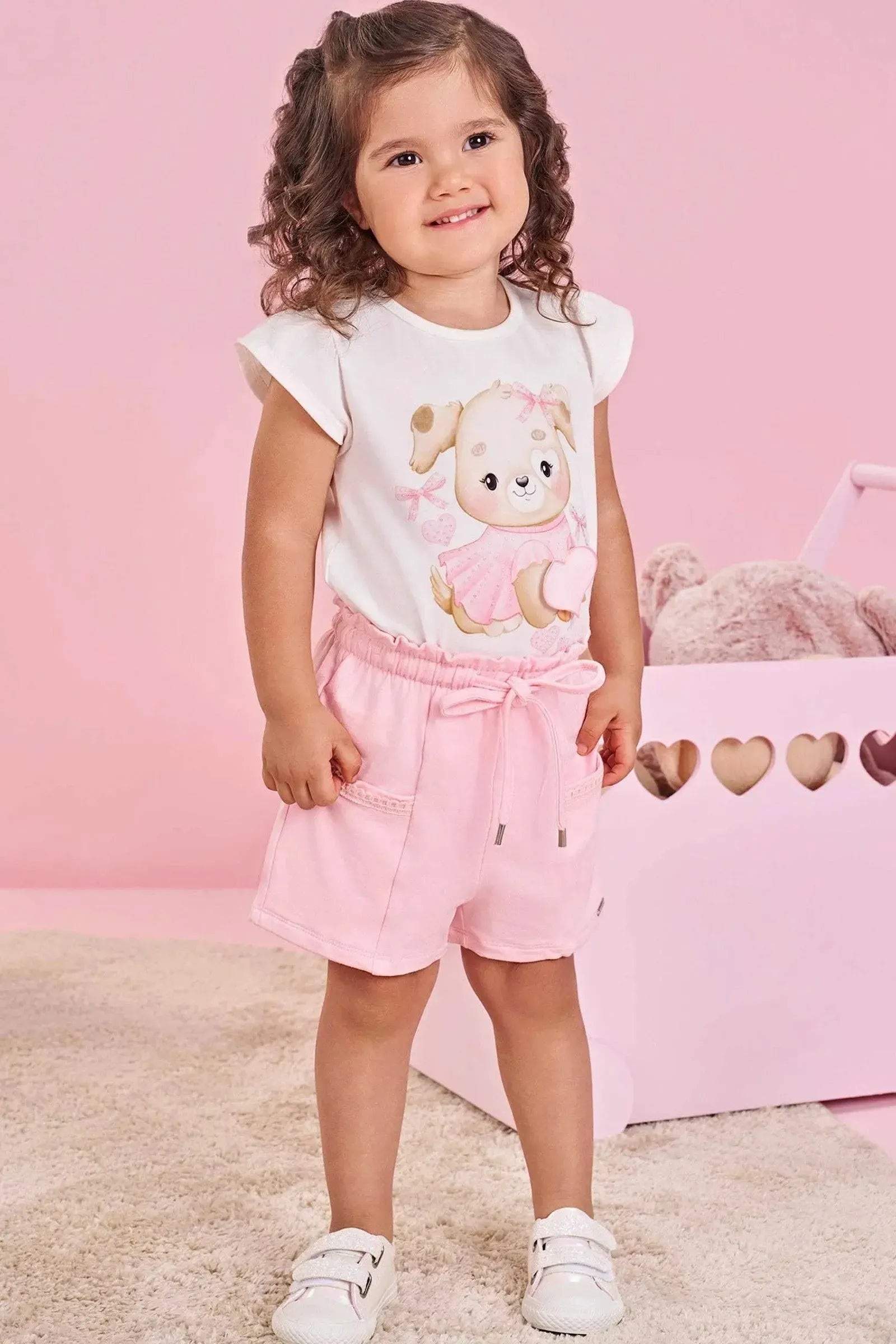 Conjunto de Bata em Cotton com Shorts em Molevisco 83645 Infanti Infantil Menina