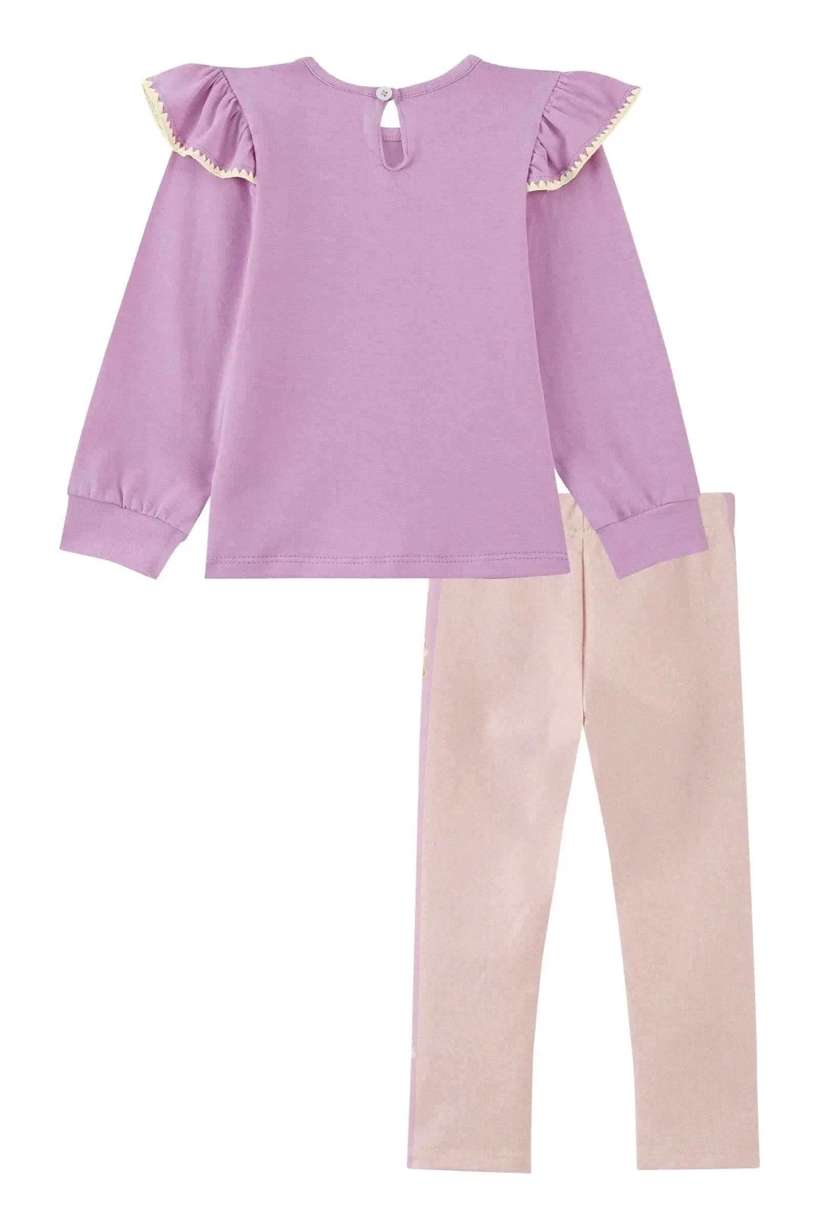 Conjunto de Bata em Cotton e Calça Legging em Molecotton 92168 Kukiê Bebê Menina
