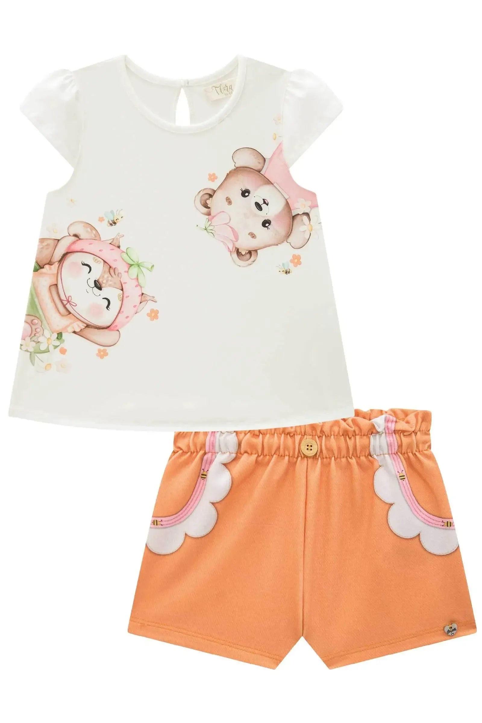 Conjunto de Bata em Cotton e Shorts em Molecotton 83215 Infanti Infantil Menina