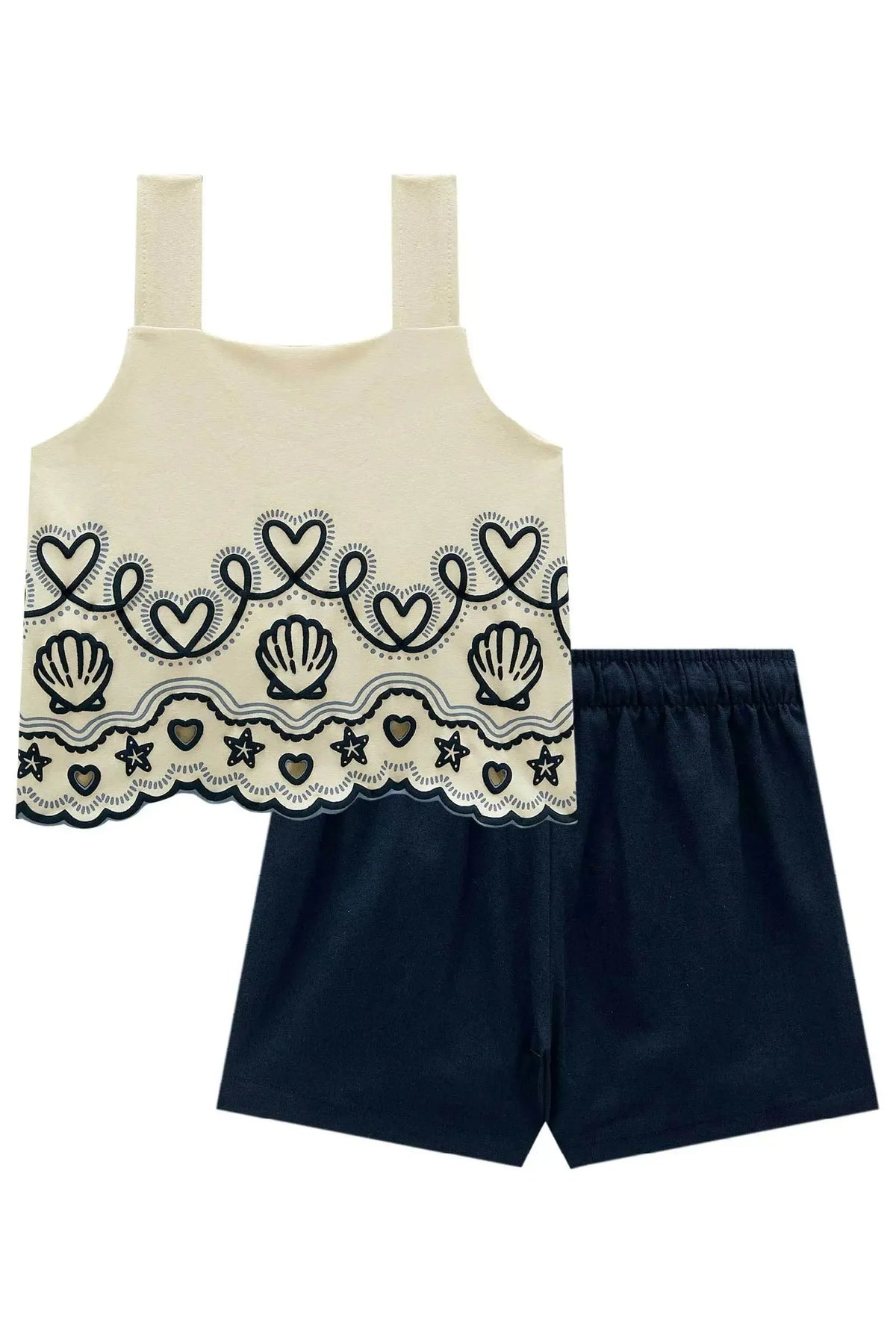 Conjunto de Bata em Cotton e Shorts em Sarja com Elastano 21736 Infanti Infantil Menina