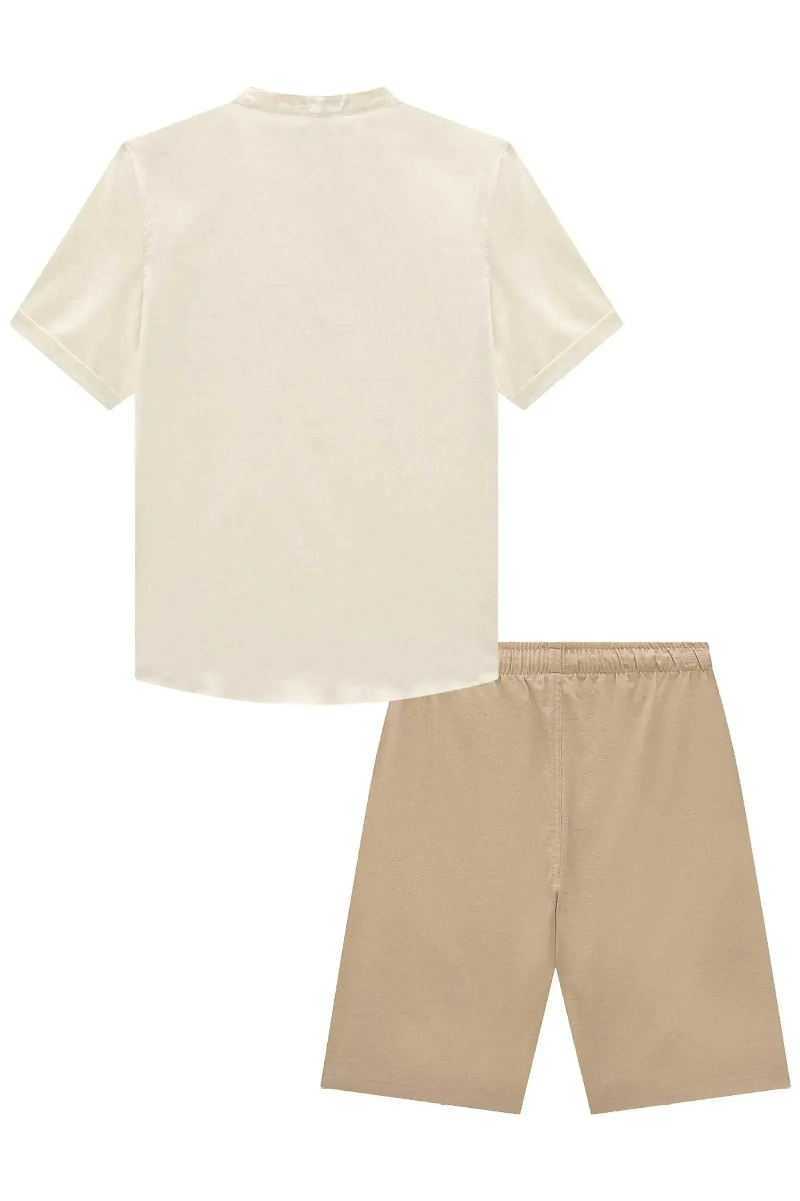 Conjunto de Bata em Linho Deluxe e Bermuda em Linho Santorine com Elastano 95751 Johnny Fox Teen Menino