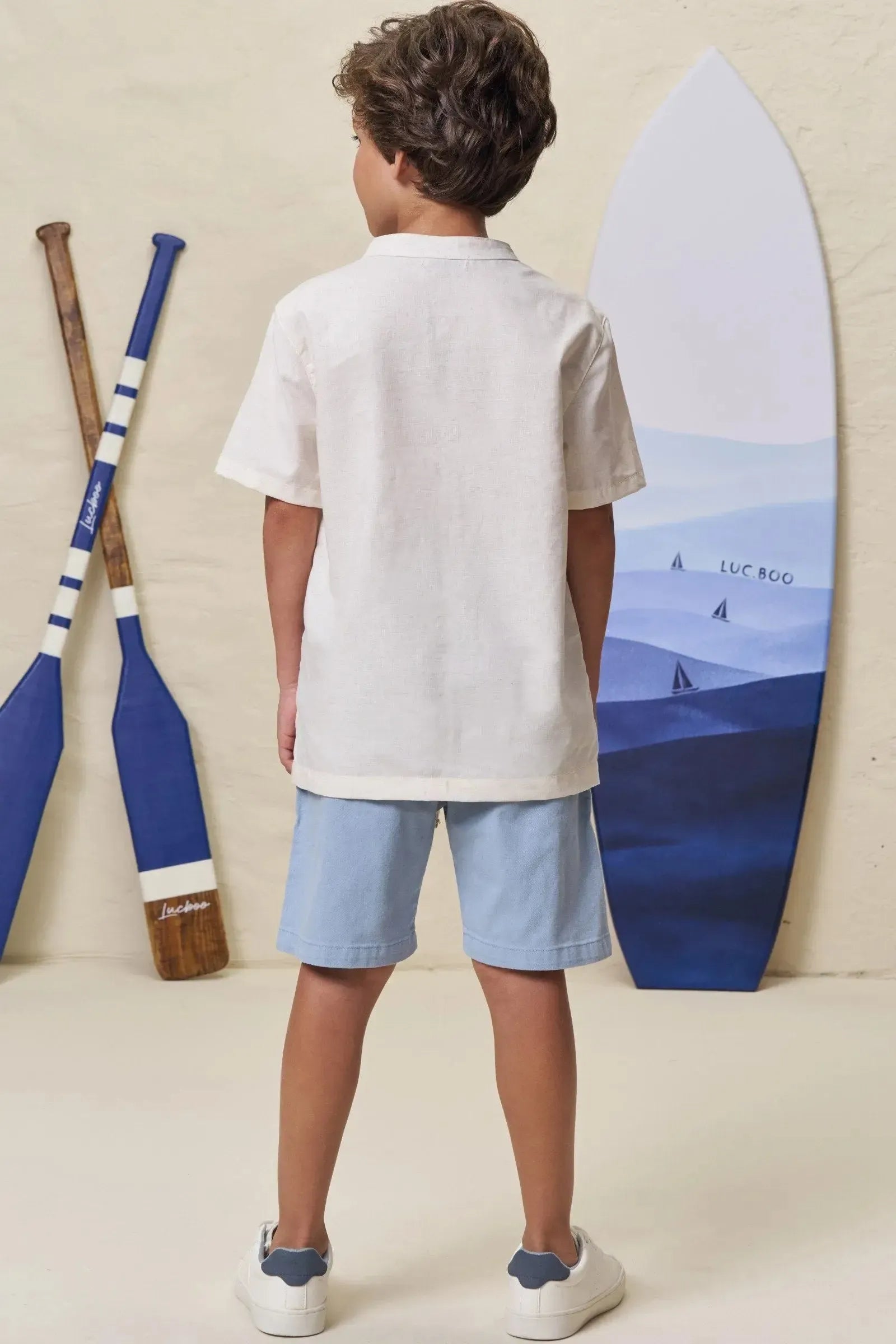 Conjunto de Bata em Linho Deluxe e Sarja Ônix com Elastano 99309 LucBoo Infantil Menino