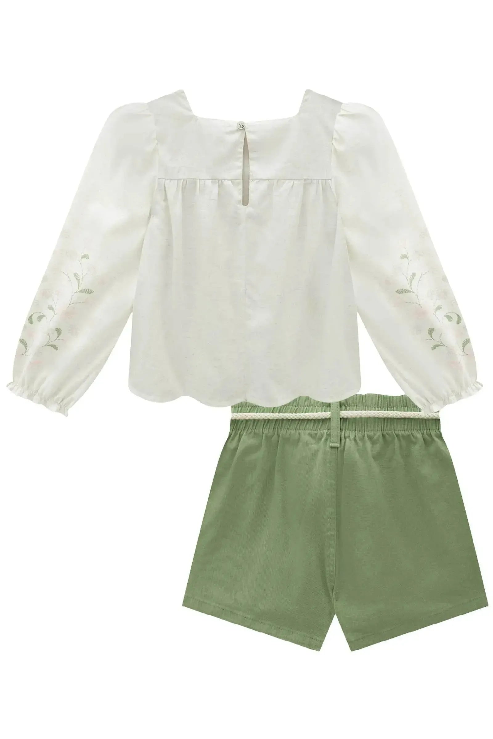 Conjunto de Bata em Linho Deluxe e Shorts em Sarja com Elastano 91840 Infanti Infantil Menina
