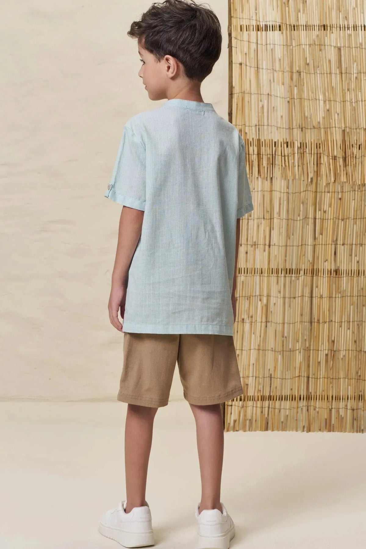 Conjunto de Bata em Linho Verano e Sarja Girassol com Elastano 99061 LucBoo Infantil Menino