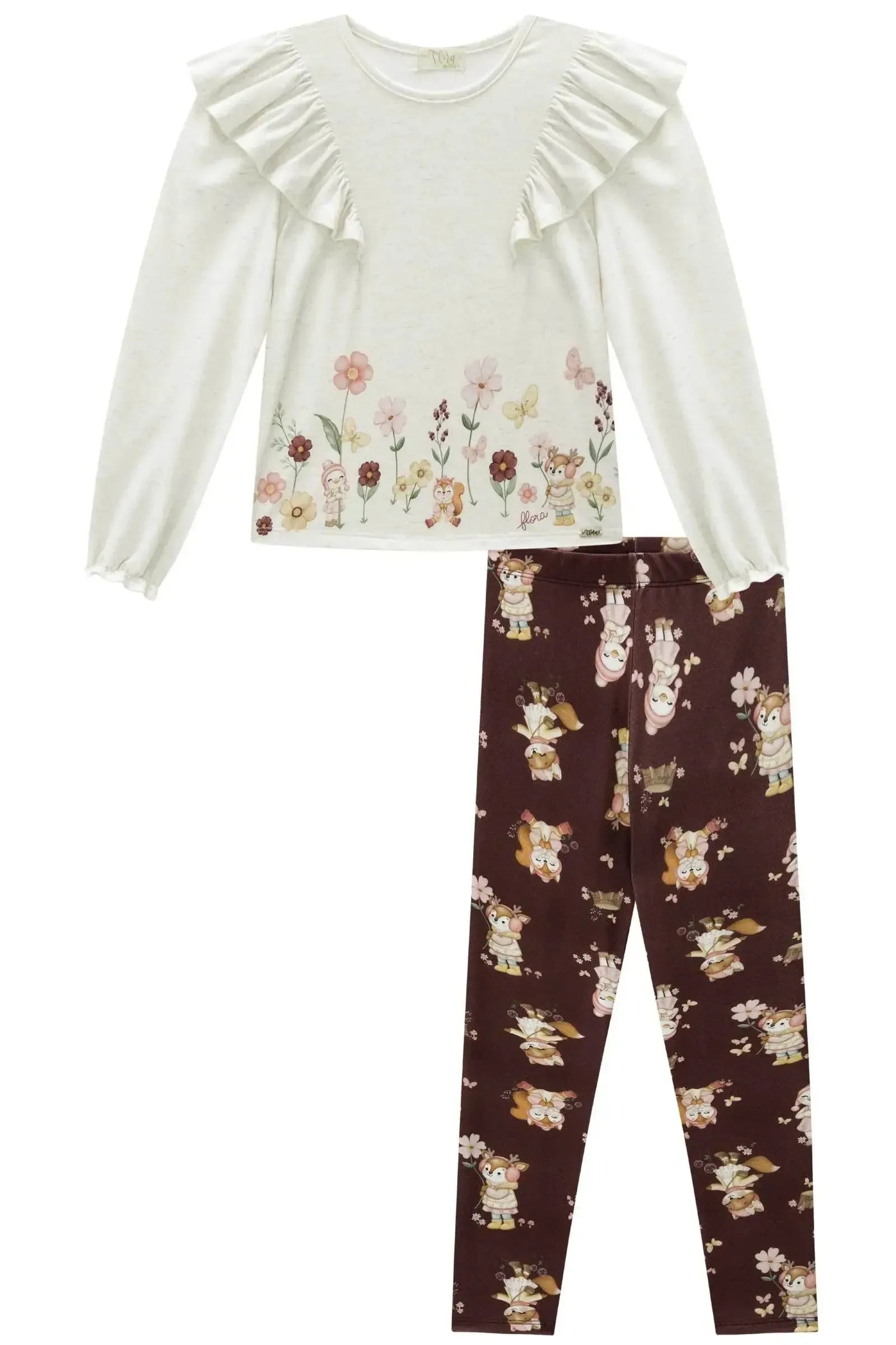 Conjunto de Bata em Malha Comfy Linho com Calça Legging em Malha Power 89432 Infanti Infantil Menina