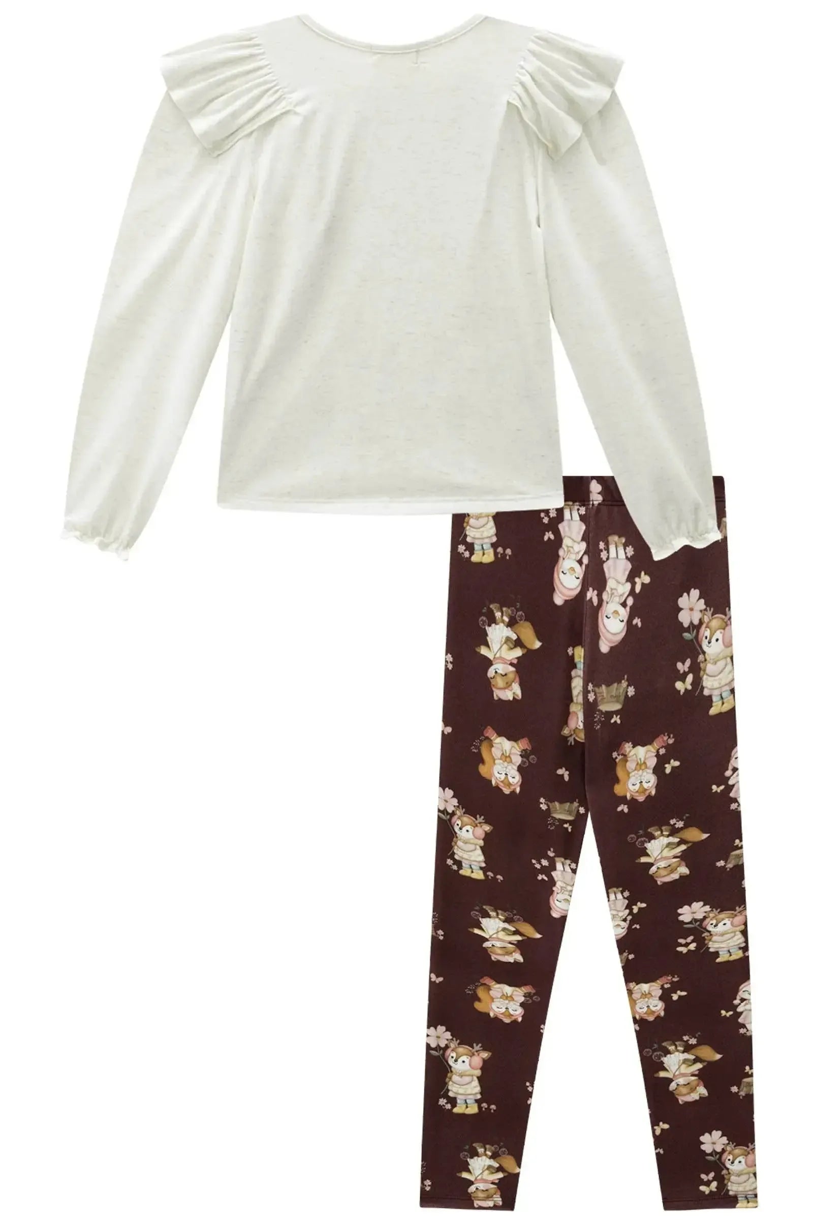 Conjunto de Bata em Malha Comfy Linho com Calça Legging em Malha Power 89432 Infanti Infantil Menina