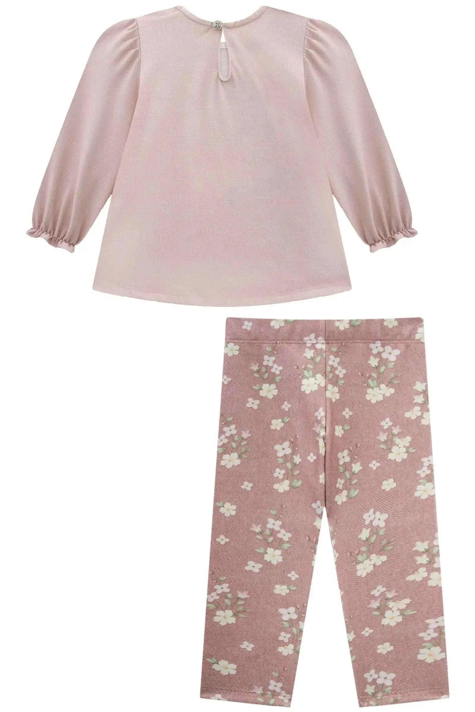 Conjunto de Bata em Malha Fresh com Calça Legging em Molecotton 89651 Infanti Bebê Menina