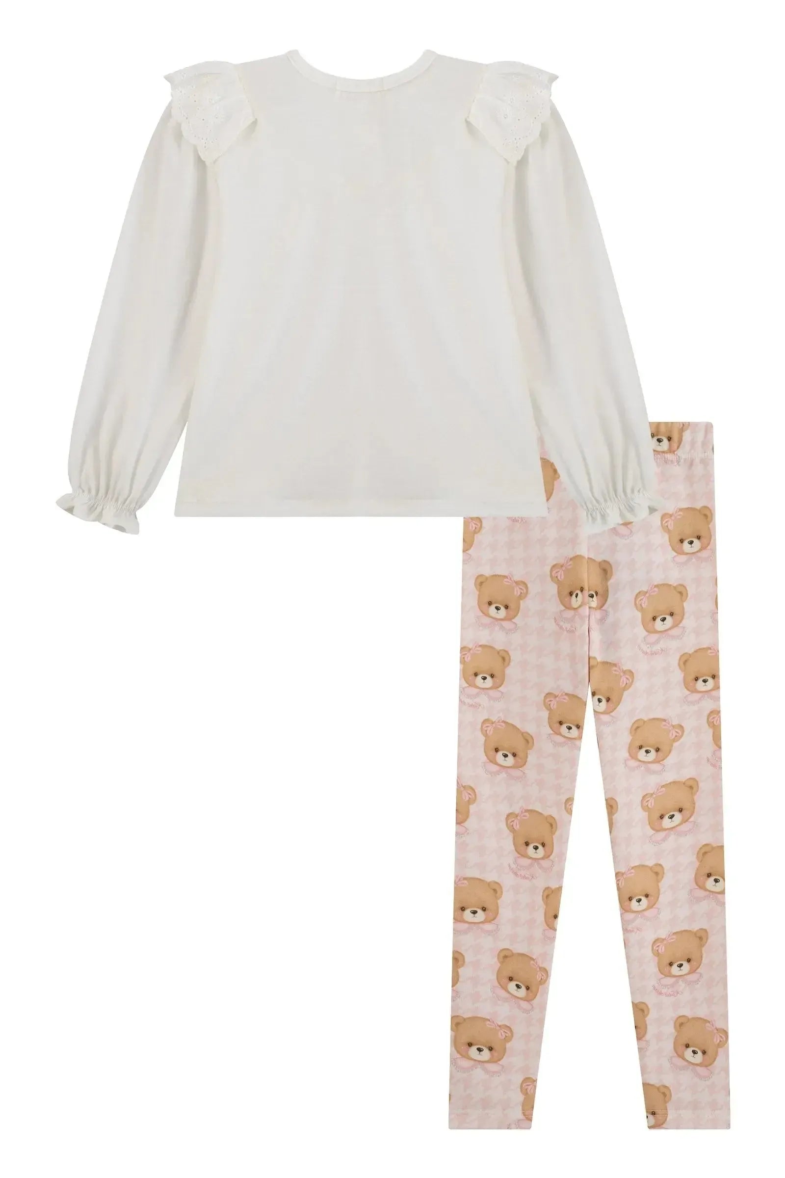 Conjunto de Bata em Malha Fresh e Calça Legging em Molecotton 91999 Kukiê Bebê Menina
