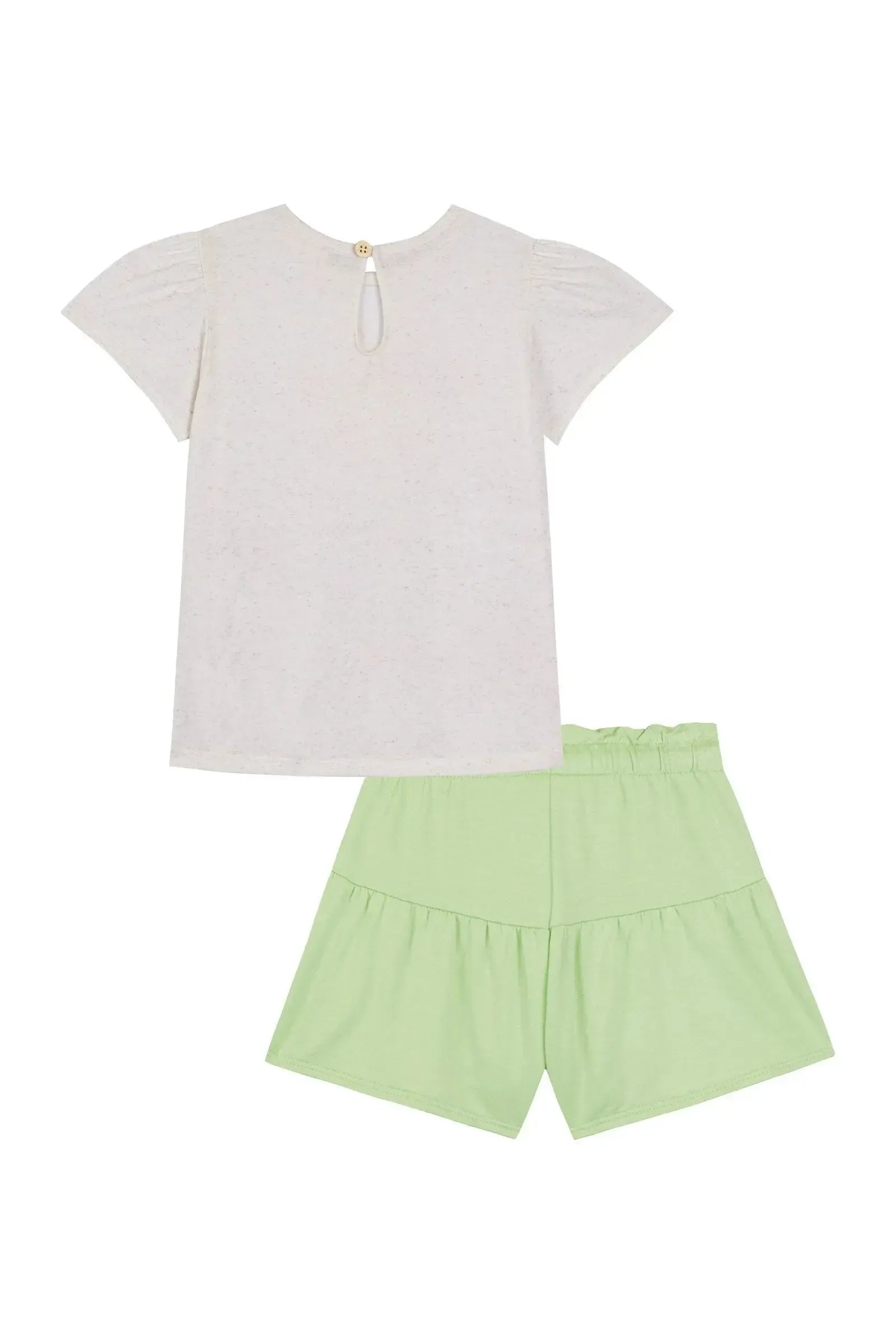Conjunto de Bata em Malha Fresh e Shorts em Molevisco 86745 Kukiê Bebê Menina
