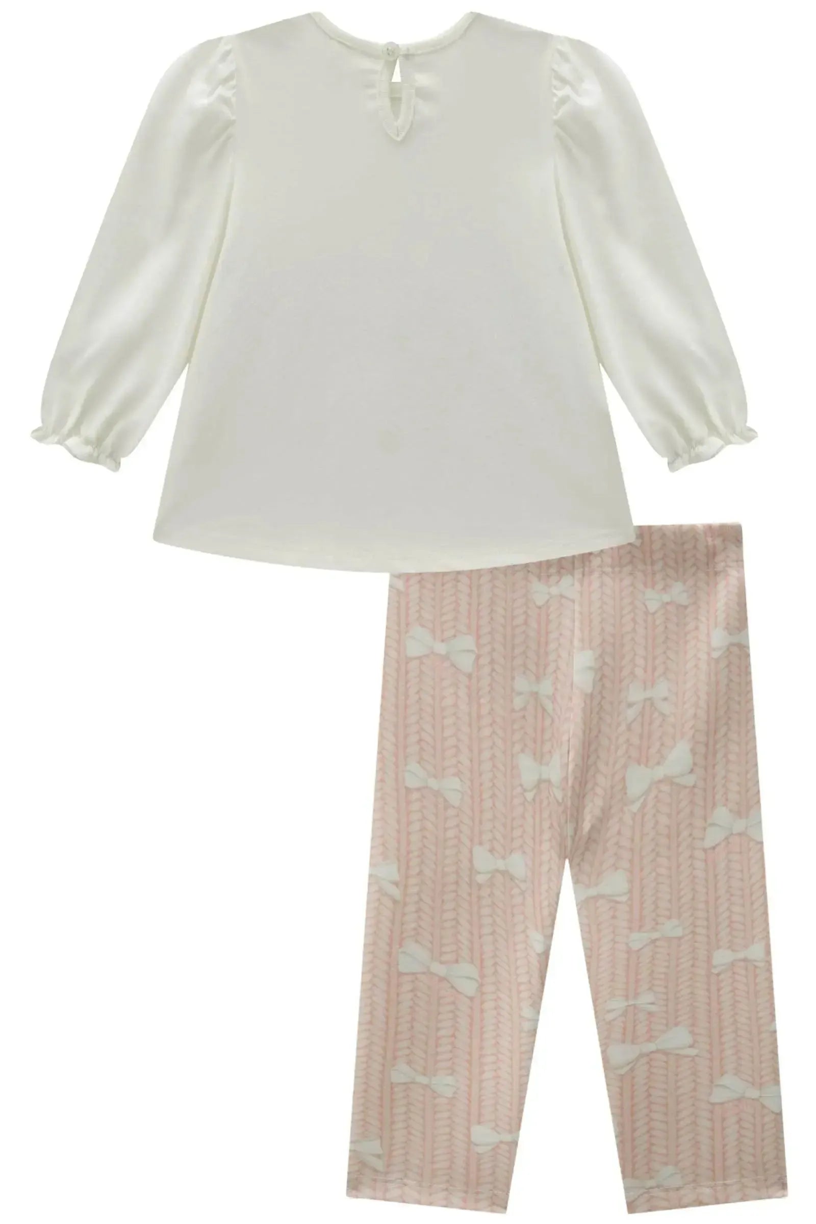 Conjunto de Bata em Meia Malha com Calça Legging em Fly Tech 89978 Infanti Bebê Menina