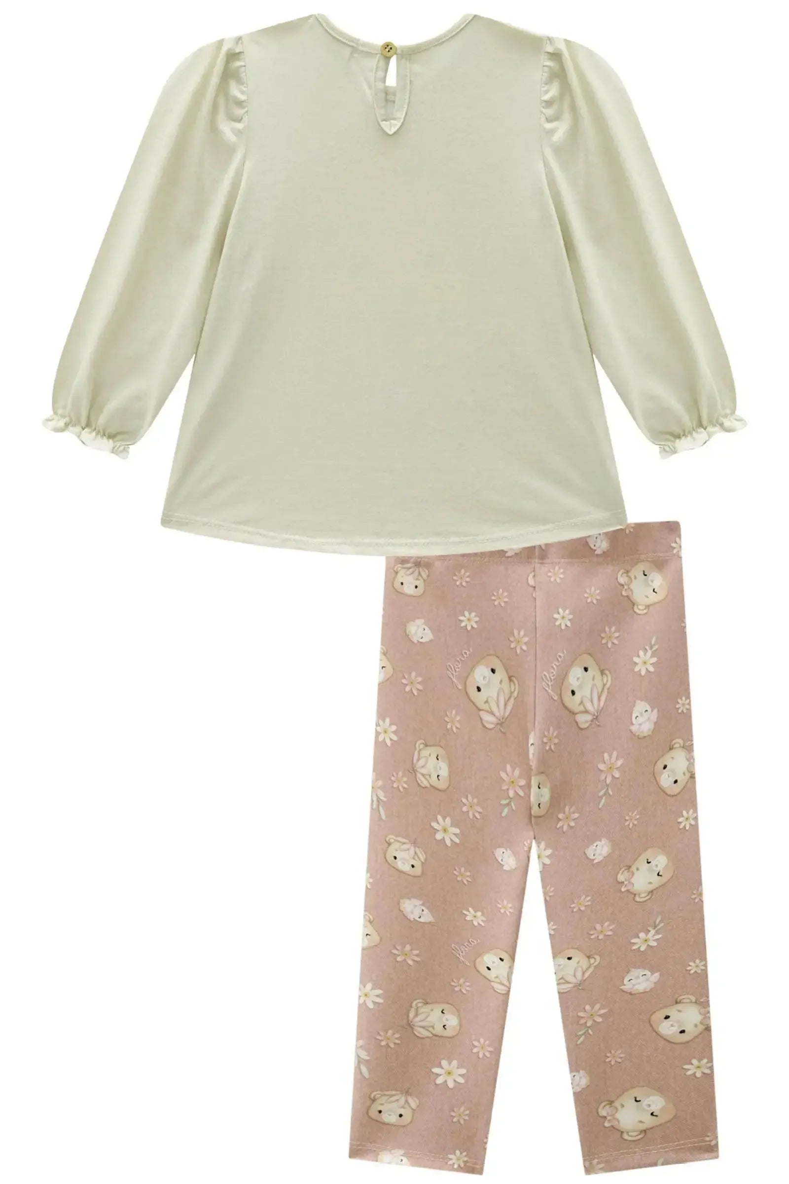 Conjunto de Bata em Meia Malha com Calça Legging em Fly Tech 90700 Infanti Bebê Menina