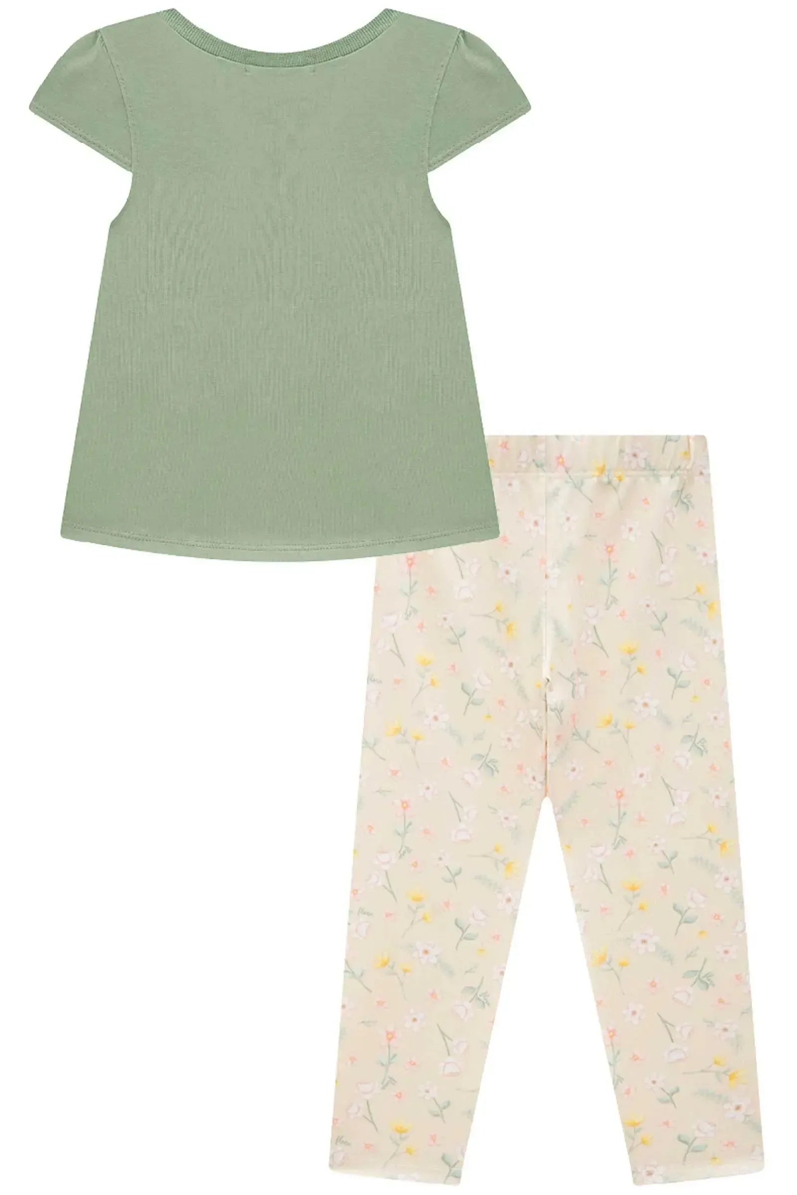 Conjunto de Bata em Meia Malha com Calça Legging em Malha Power 96202 Infanti Infantil Menina