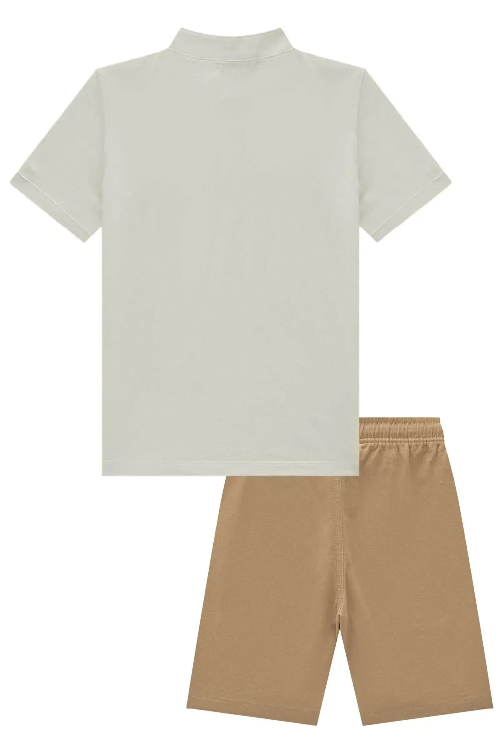 Conjunto de Bata em Meia Malha e Bermuda em Sarja Girassol com Elastano 96609 LucBoo Infantil Menino