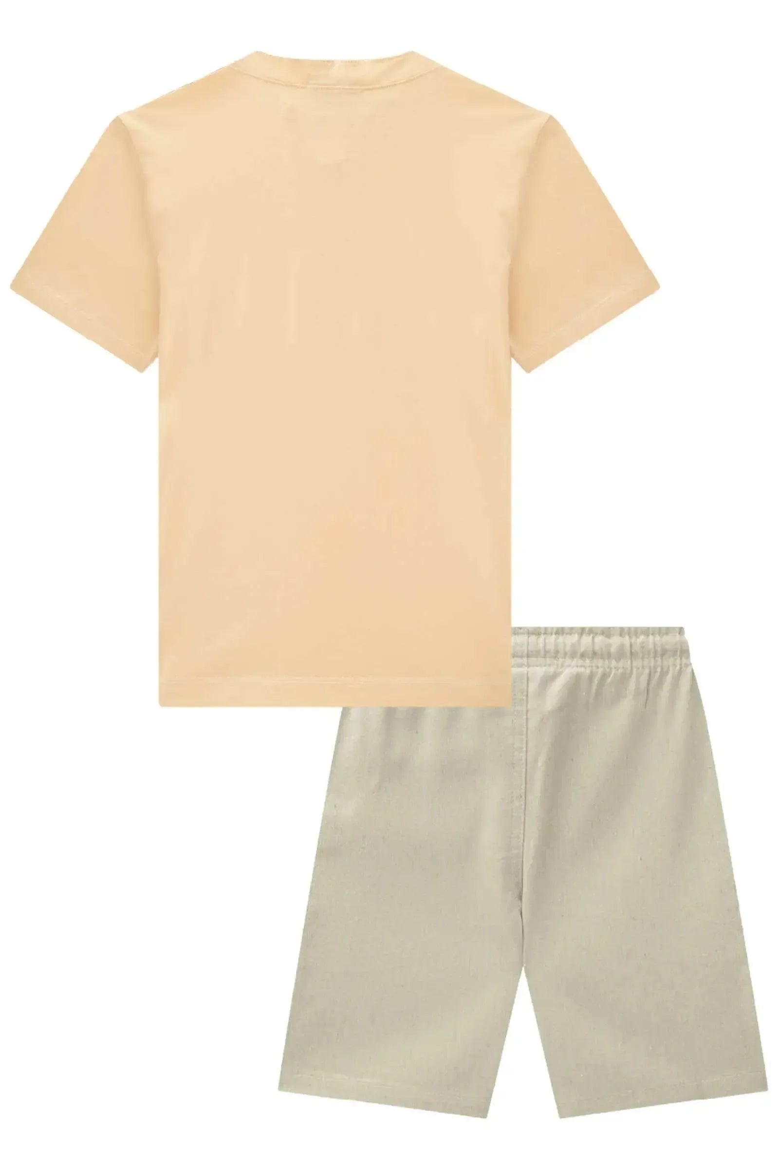 Conjunto de Bata em Meia Malha e Bermuda em Tecido Dubai com Elastano 84795 LucBoo Infantil Menino