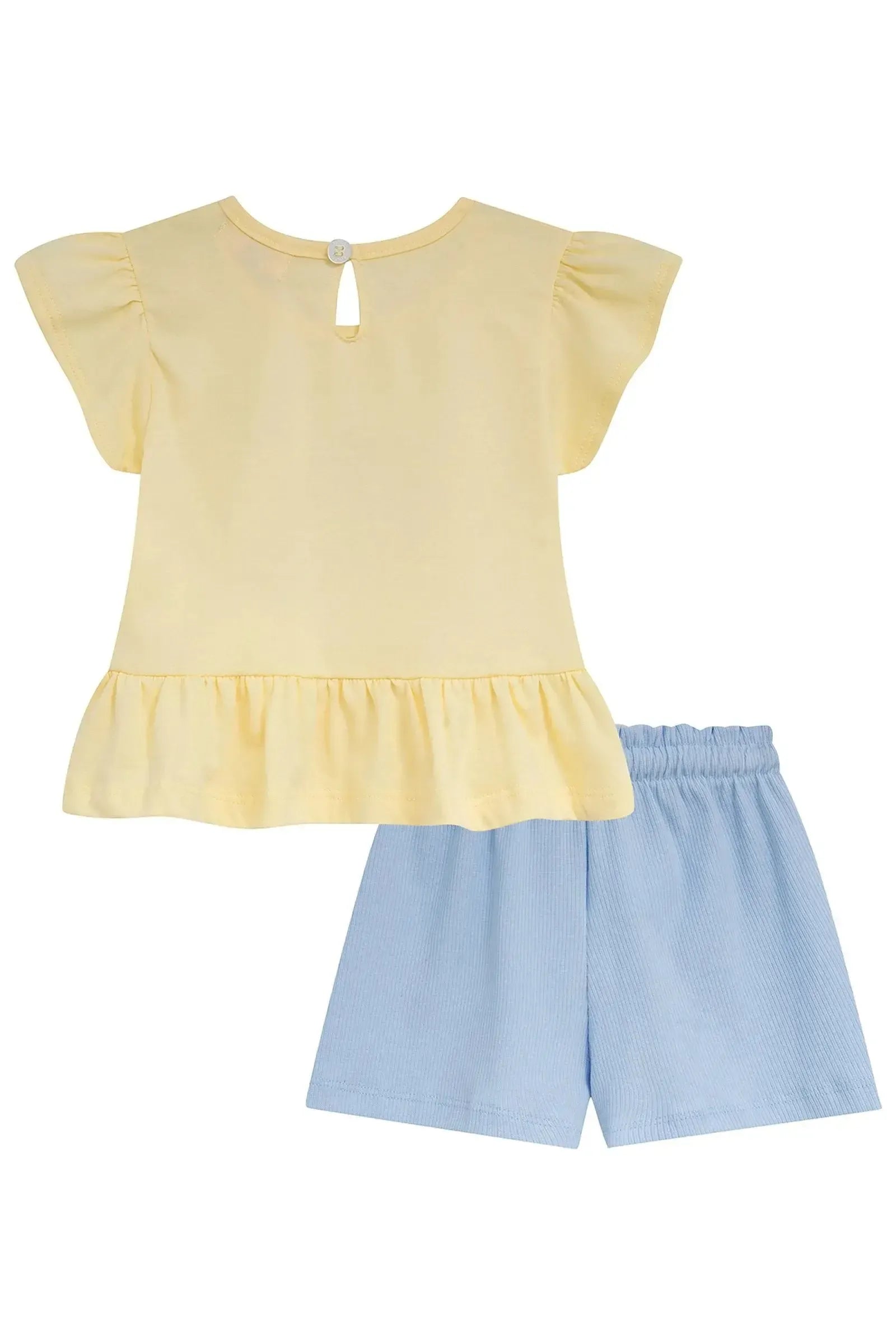 Conjunto de Bata em Meia Malha e Shorts em Canelado 95217 Kukiê Infantil Menina