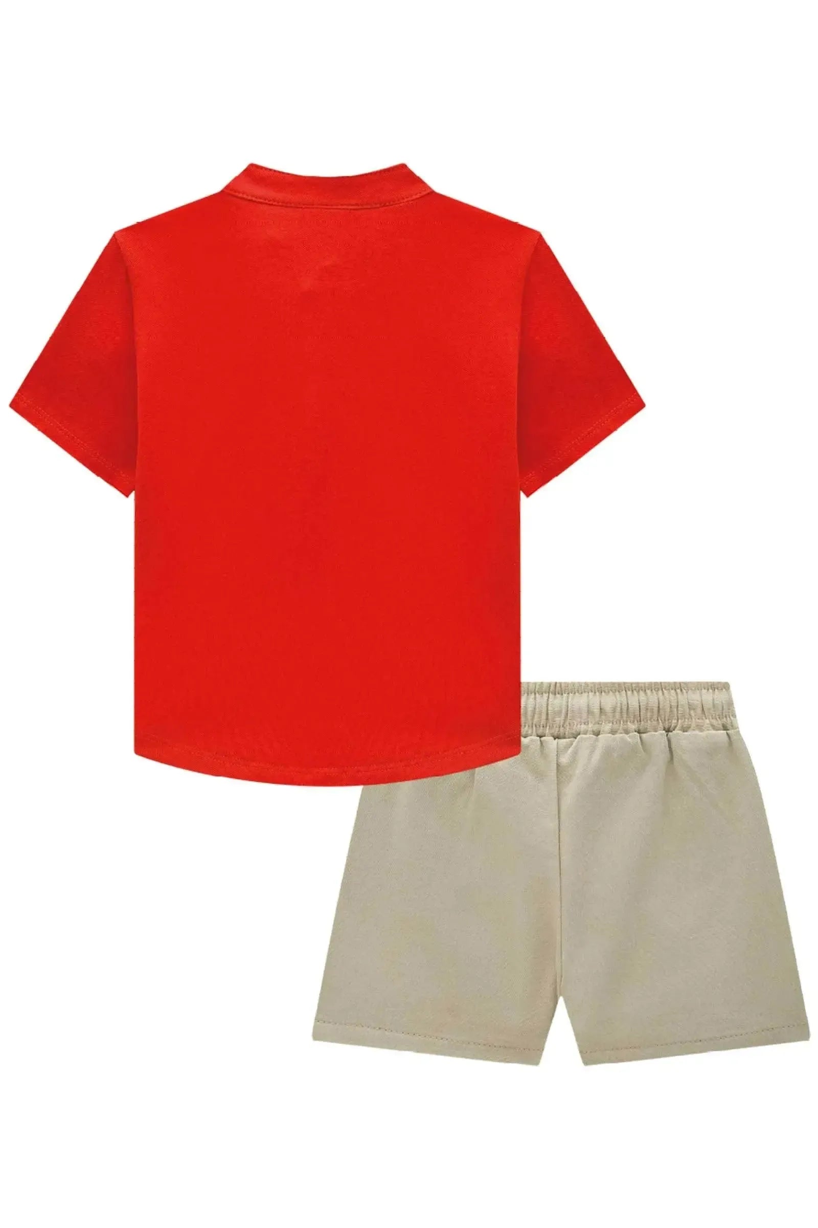 Conjunto de Bata em Piquet com Elastano e Bermuda em Sarja Girassol com Elastano 87617 LucBoo Bebê Menino