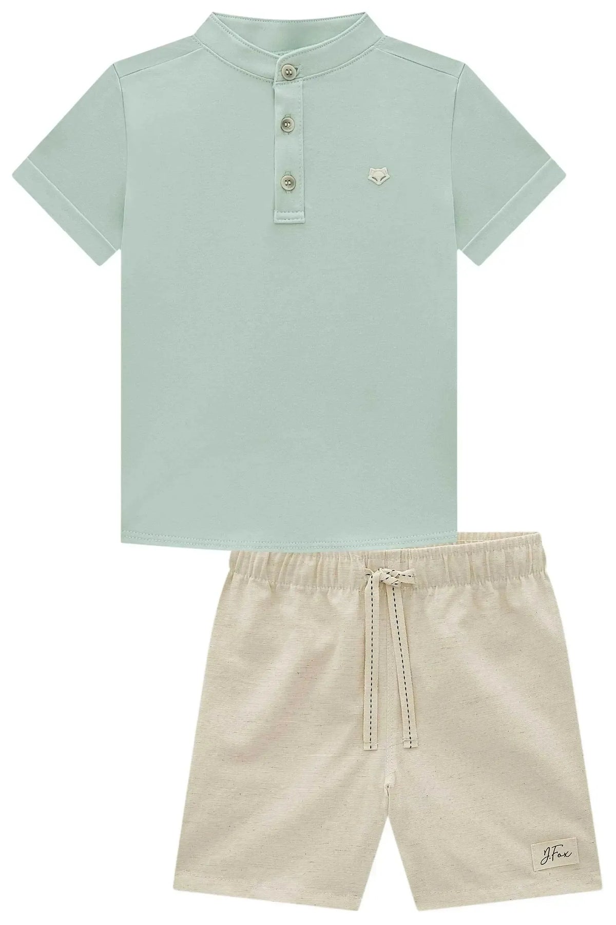 Conjunto de Bata em Suedine e Bermuda em Linho Santorine com Elastano 99364 Johnny Fox Teen Menino