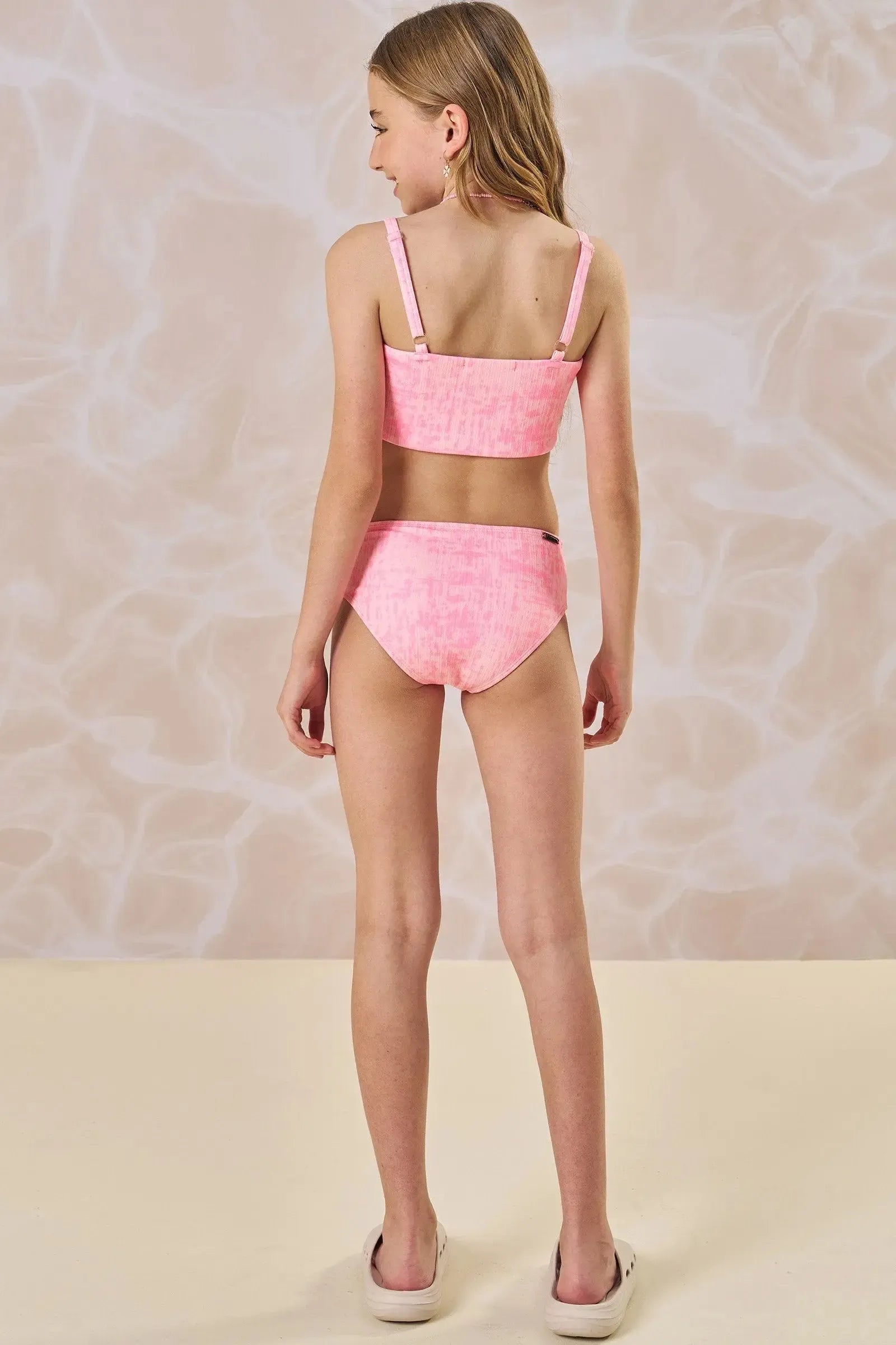 Conjunto de Biquíni com Top e Calcinha em Malha Jacquard Textura UV 50+ 85039 Lilimoon Teen Menina