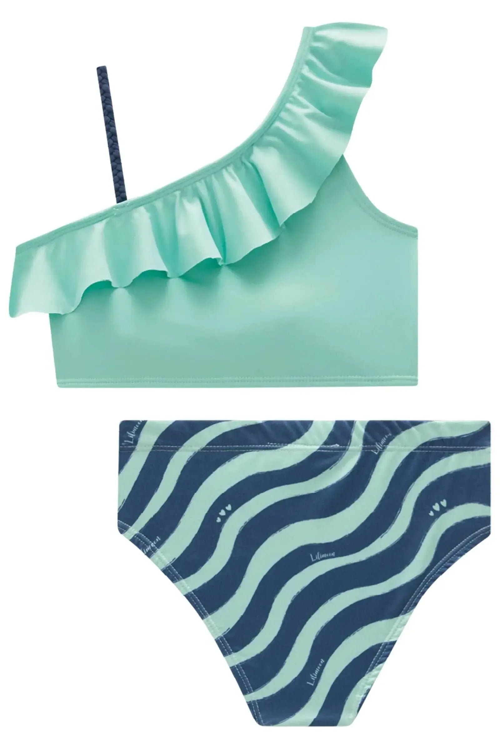Conjunto de Biquíni com Top em Malha Poliamida e Calcinha em Malha UV Dry com Proteção 50+ 99472 Lilimoon Teen Menina