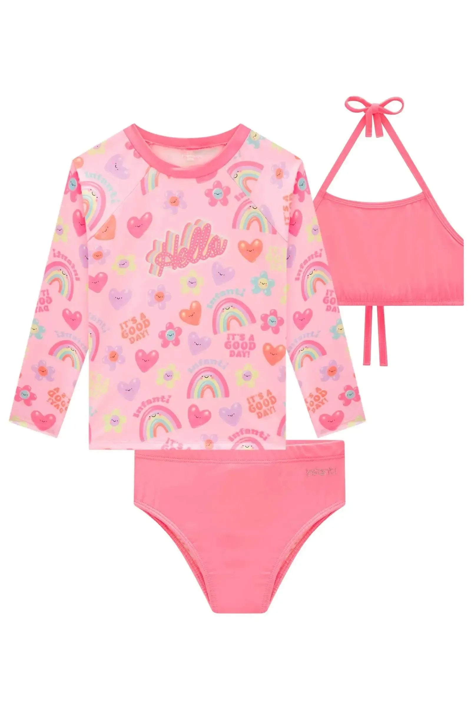 Conjunto de Biquíni e Blusa em Malha UV Dry com Proteção UV 50+ 93172 Infanti Infantil Menina