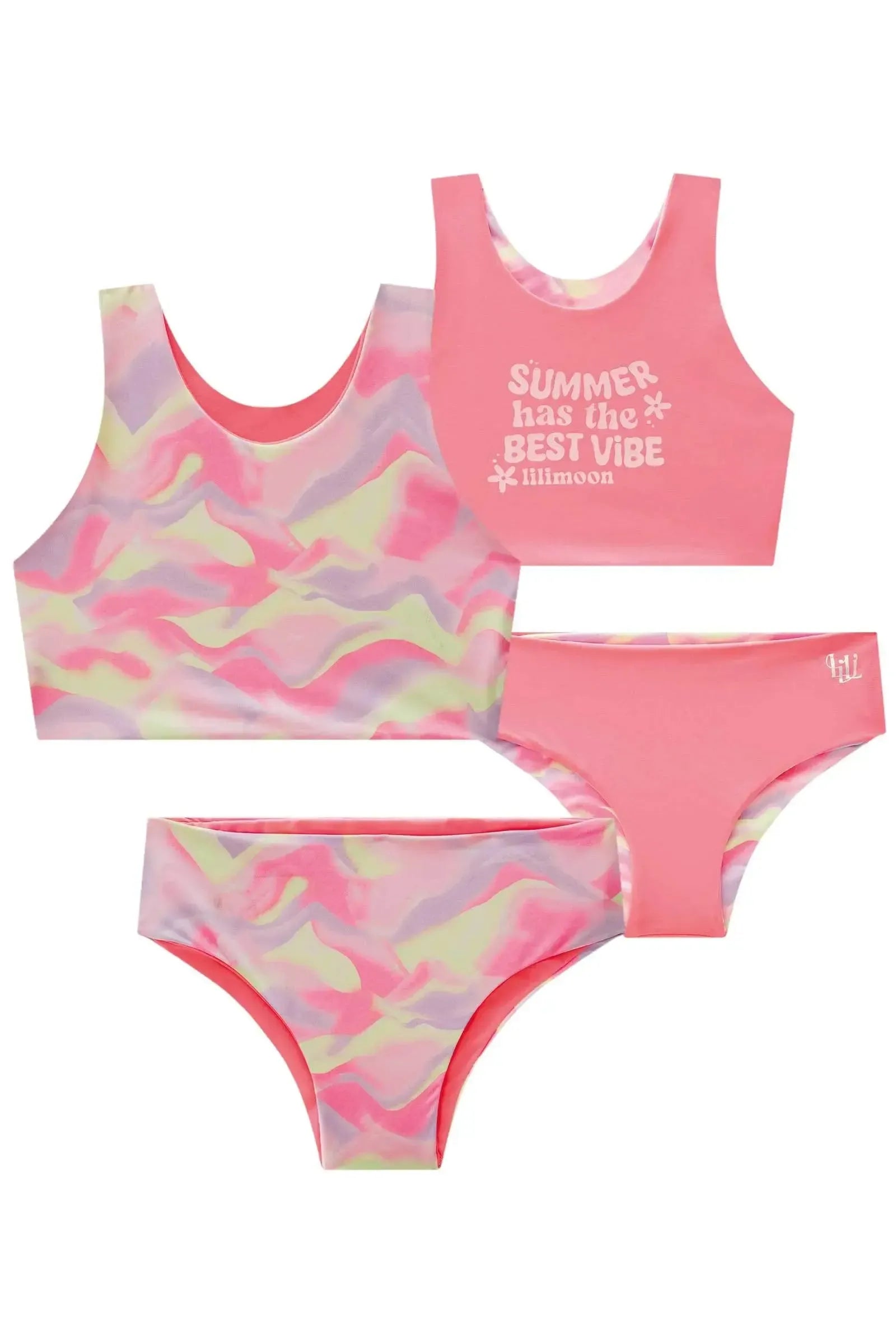 Conjunto de Biquíni Reversível em Malha UV Dry 50+ 85027 Lilimoon Teen Menina