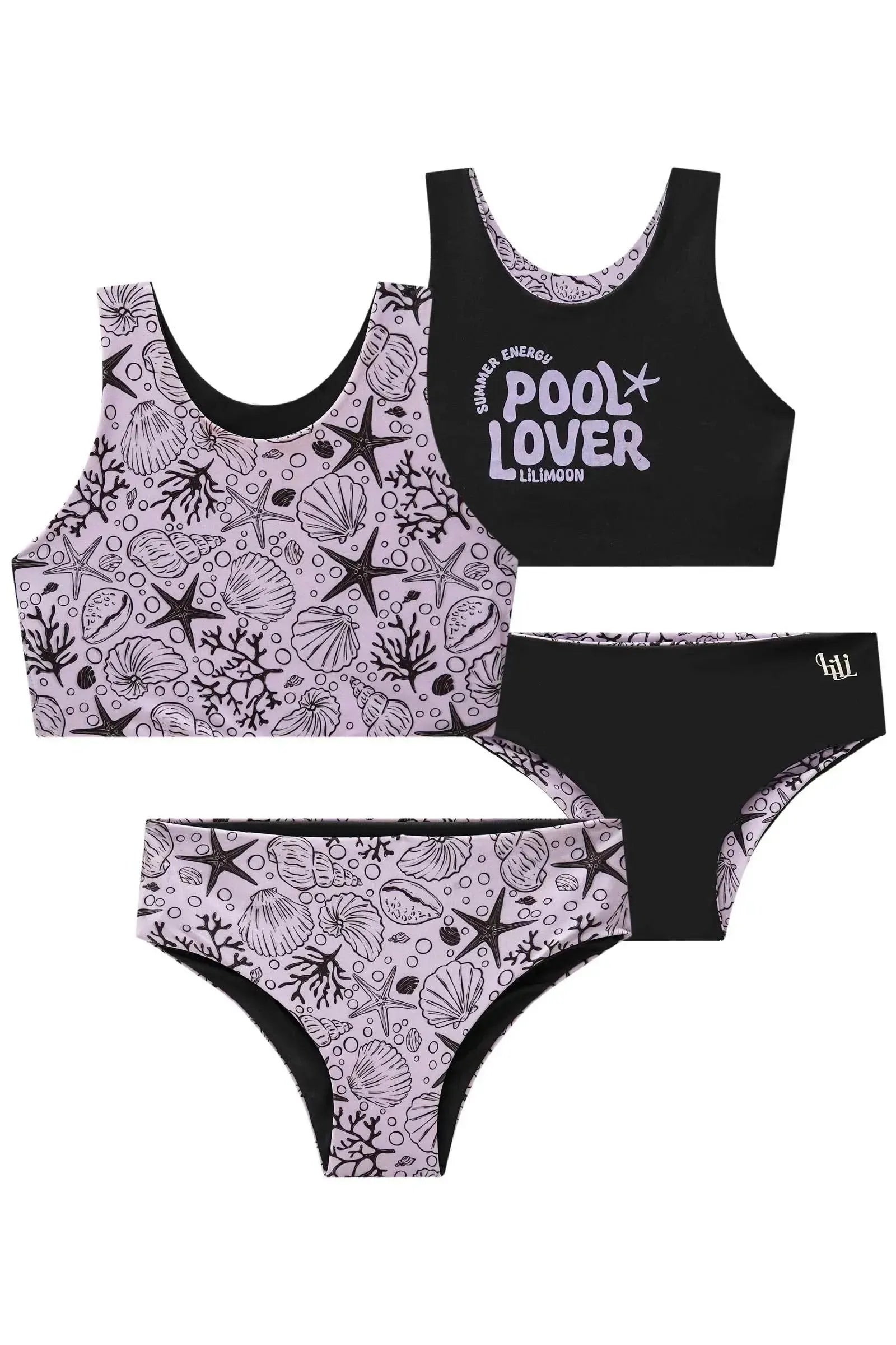 Conjunto de Biquíni Reversível em Malha UV Dry 50+ 85027 Lilimoon Teen Menina