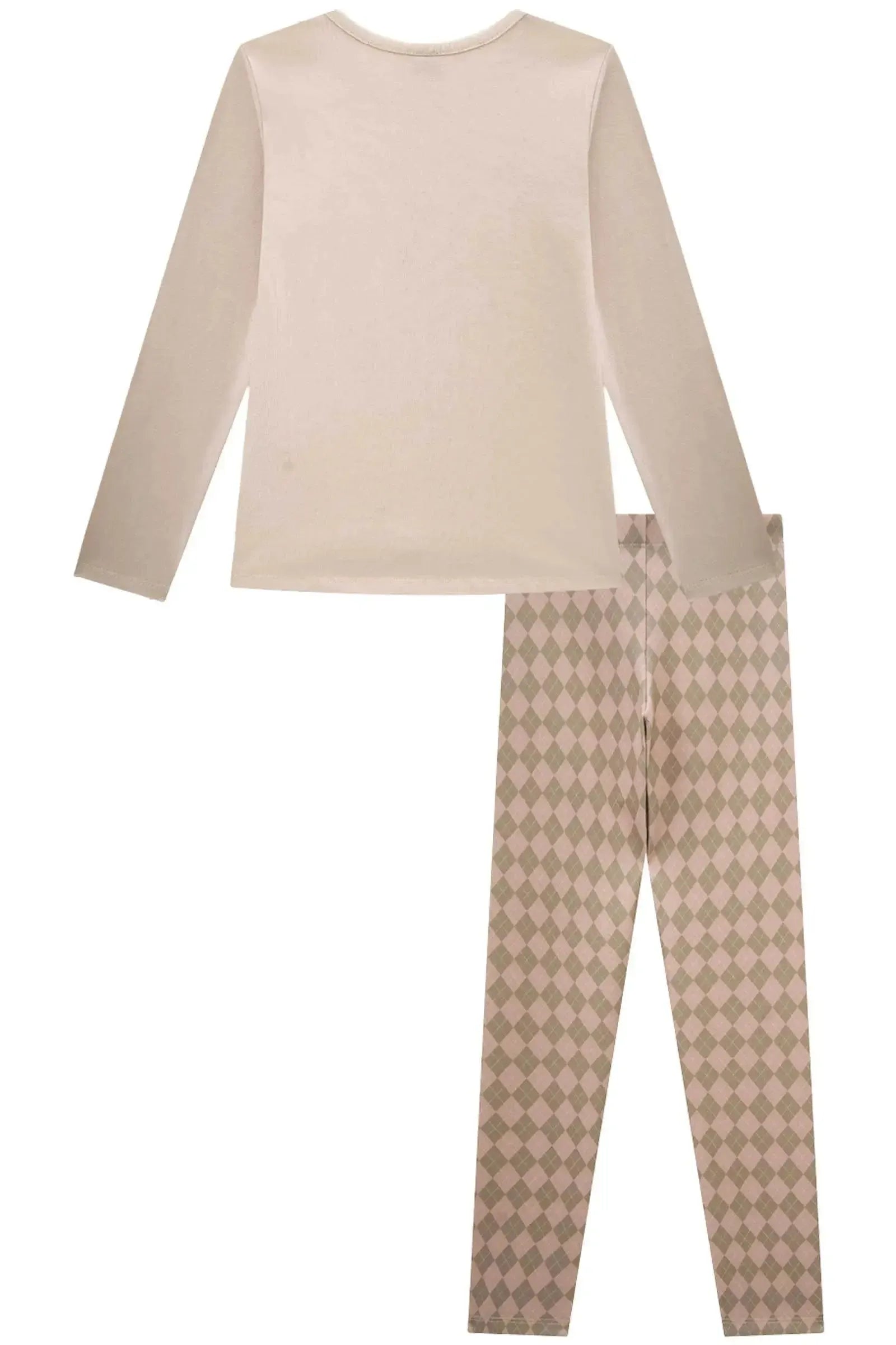Conjunto de Blusa Alongada em Cotton e Calça Legging em Fly Tech 89743 Infanti Infantil Menina