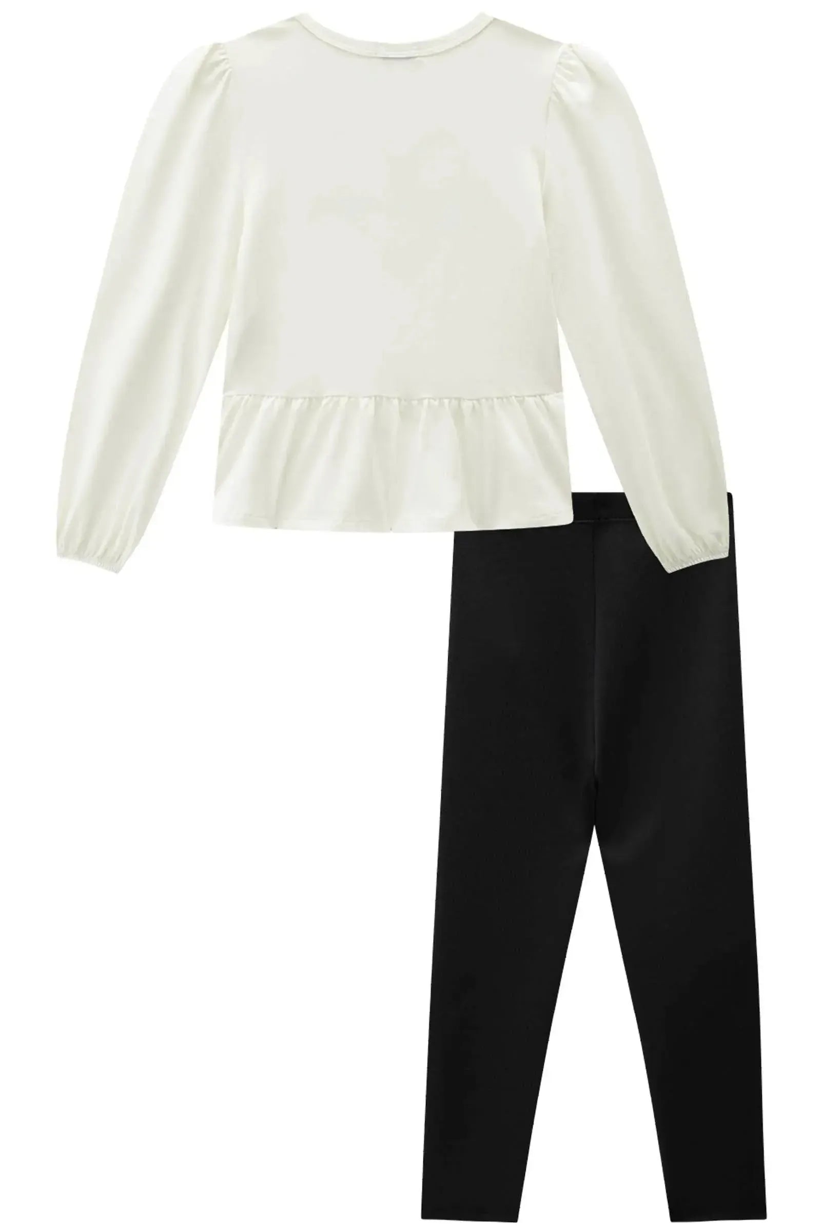 Conjunto de Blusa Alongada em Cotton e Calça Legging em Fly Tech 89806 Infanti Infantil Menina