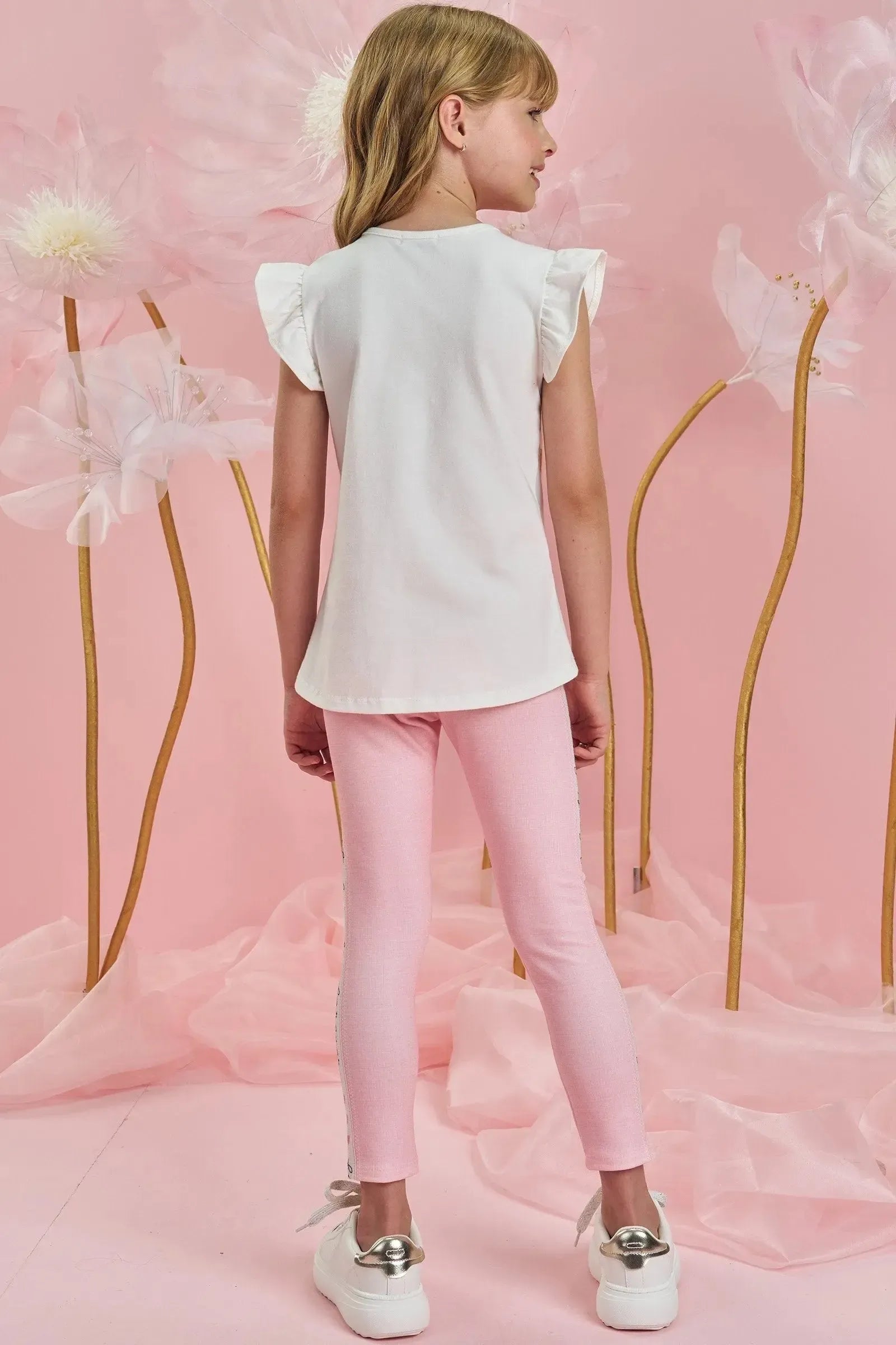 Conjunto de Blusa Alongada em Cotton e Calça Legging em Molecotton 84318 Infanti Infantil Menina