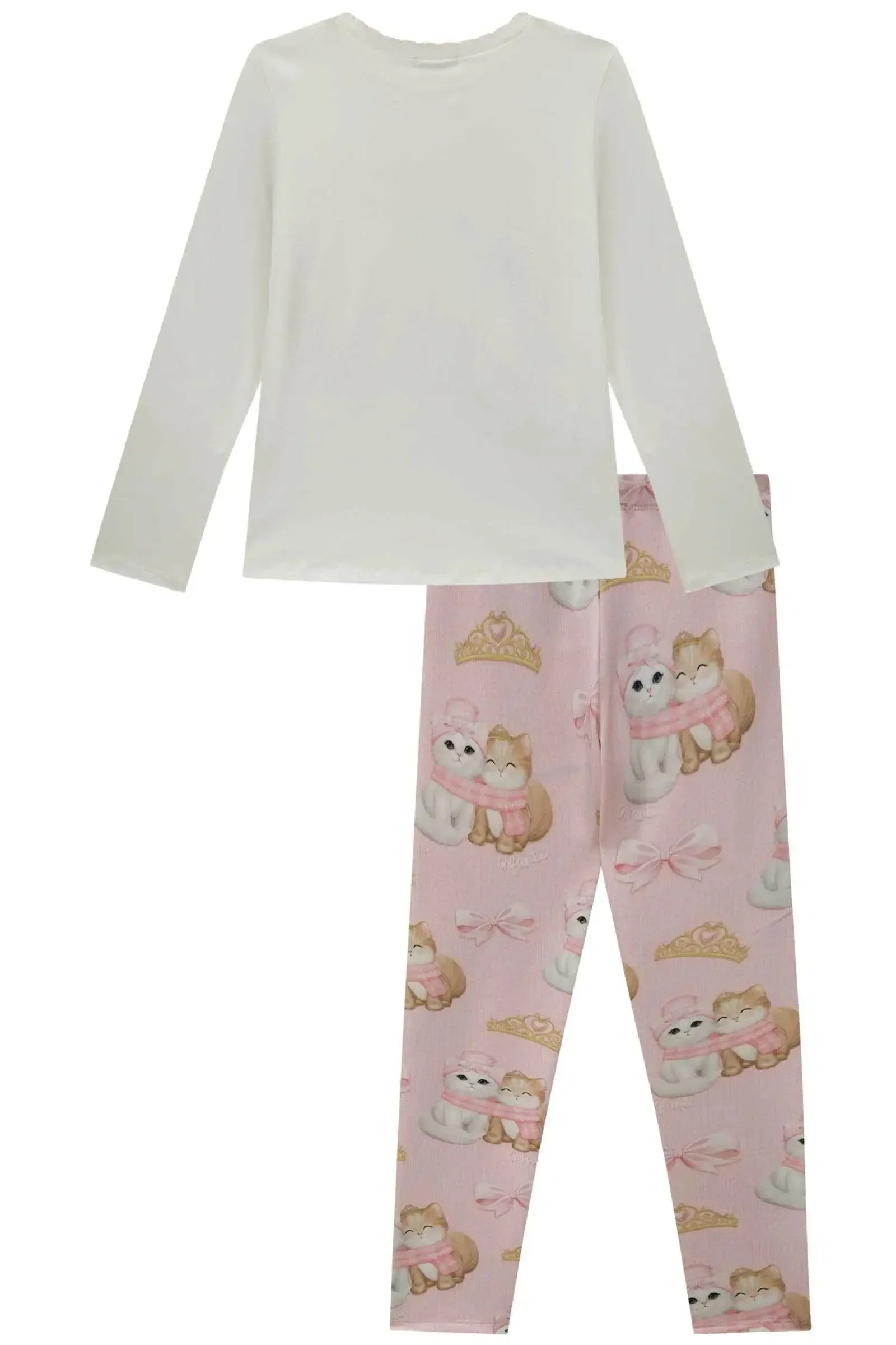 Conjunto de Blusa Alongada em Cotton e Calça Legging em Molecotton 89739 Infanti Infantil Menina