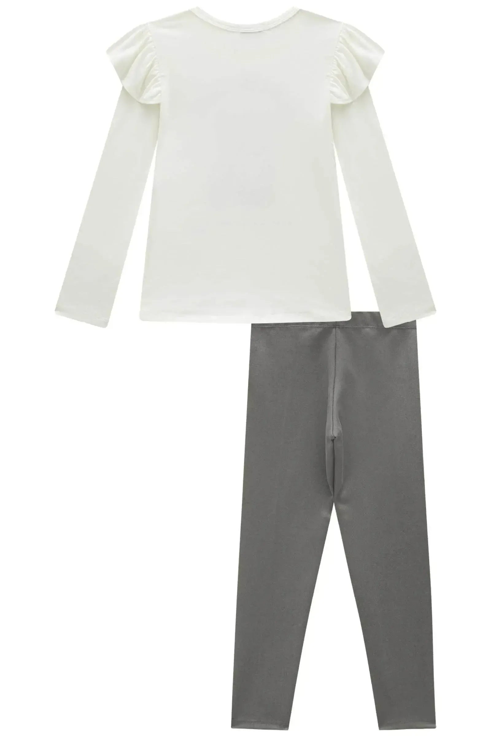 Conjunto de Blusa Alongada em Cotton e Calça Legging em Suede Twill 92663 Infanti Infantil Menina