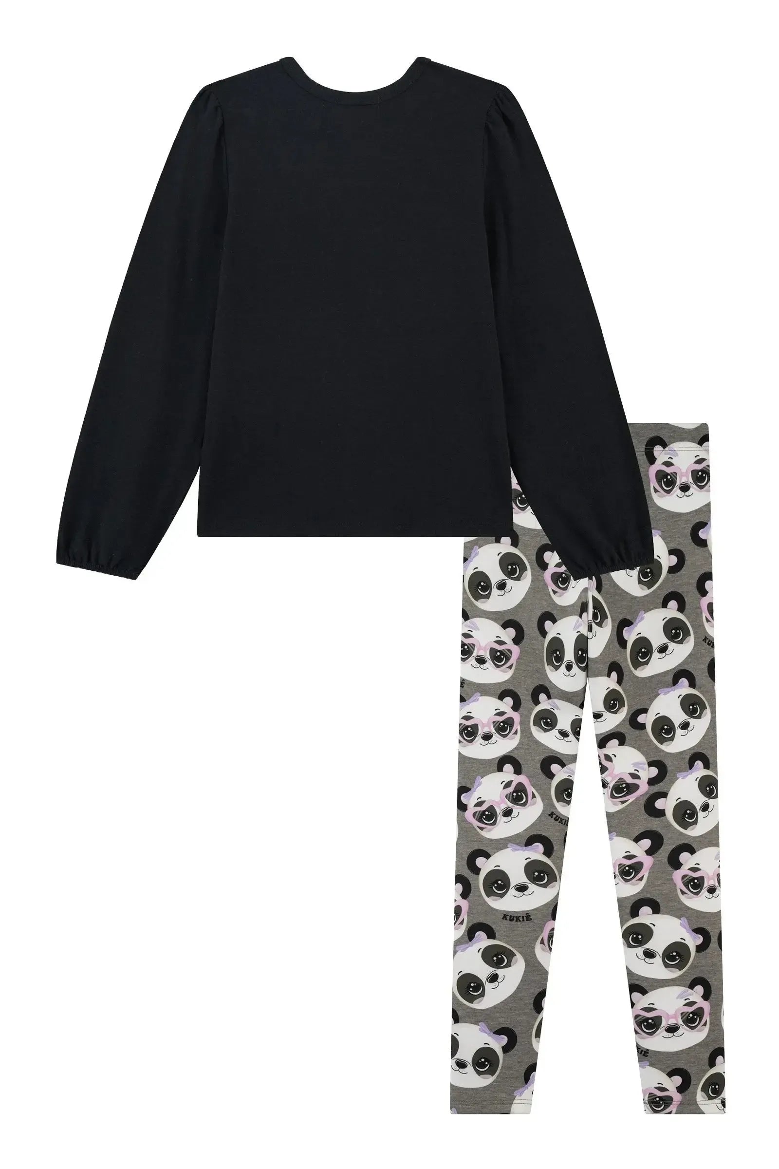 Conjunto de Blusa Alongada em Cotton e Legging em Fly Tech 90642 Kukiê Infantil Menina