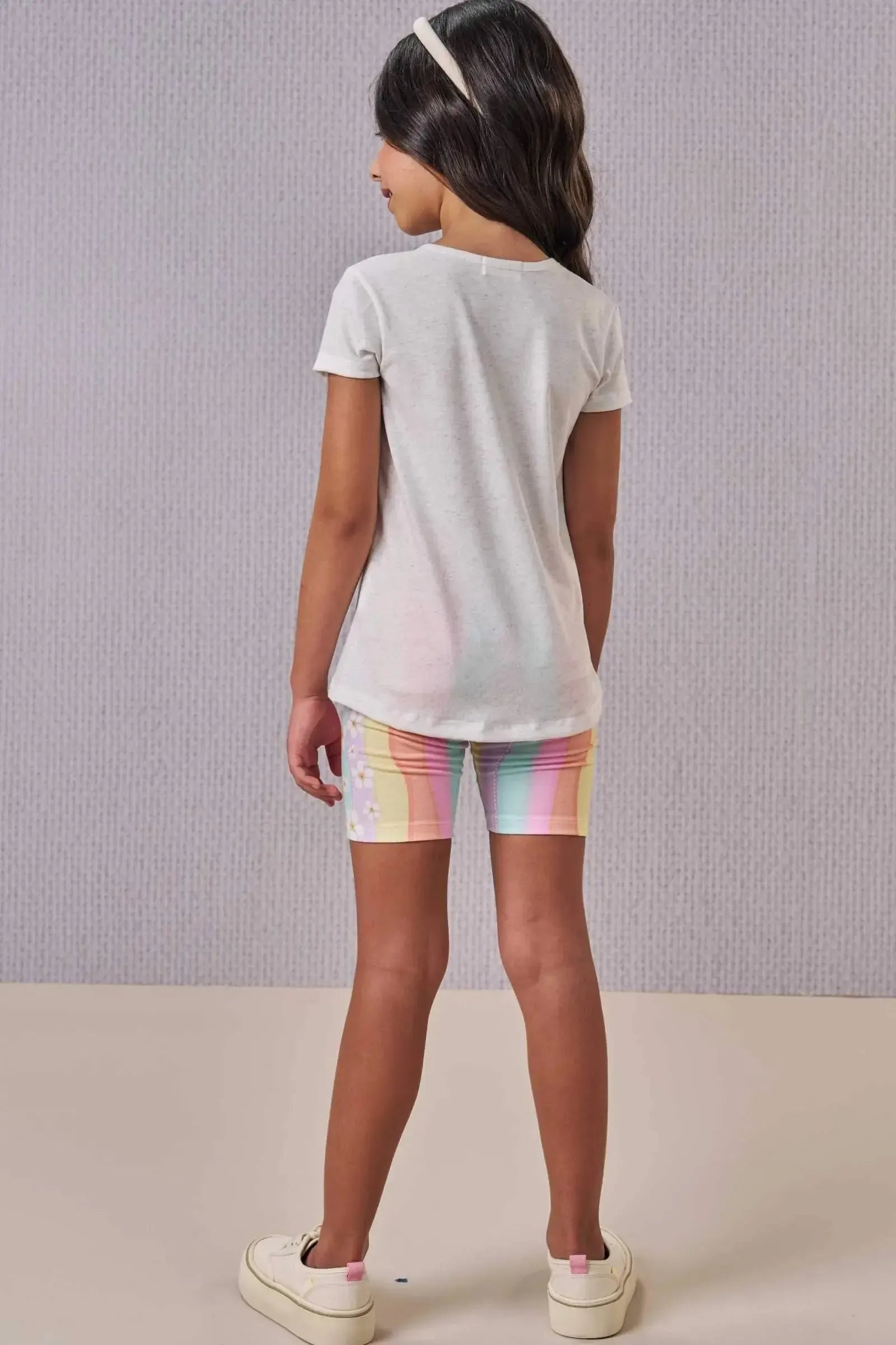 Conjunto de Blusa Alongada em Malha Fresh e Biker em Malha Power 88916 Infanti Infantil Menina
