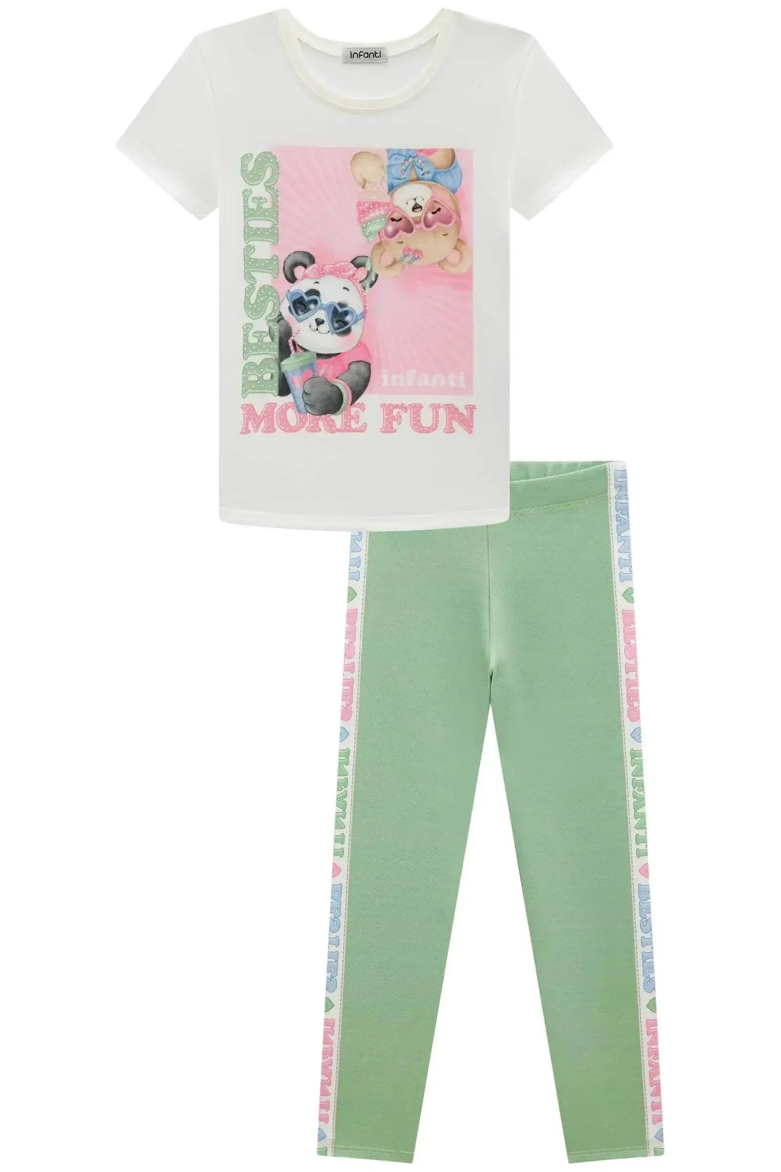 Conjunto de Blusa Alongada em Malha Power e Calça Legging em Fly Tech 95323 Infanti Infantil Menina