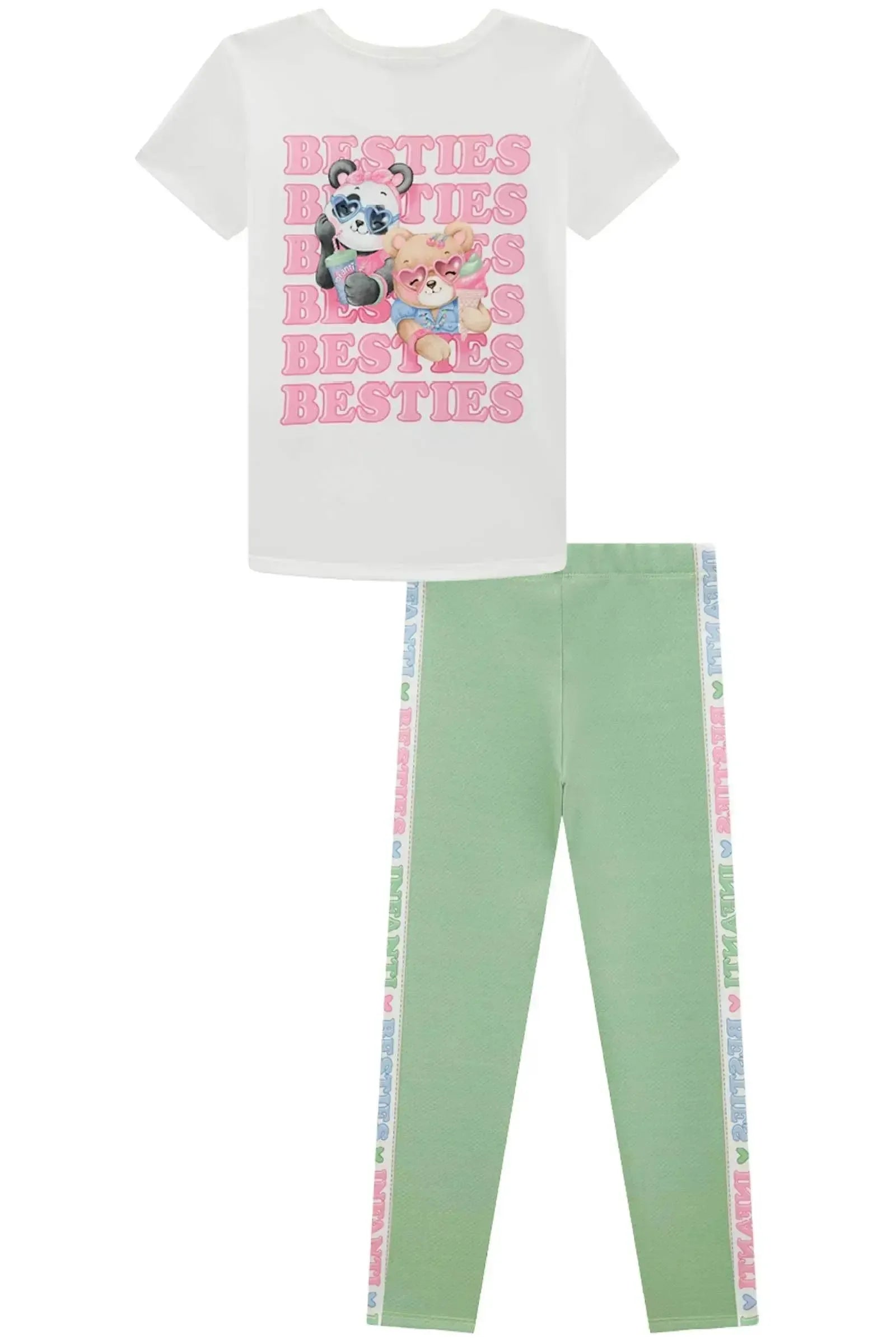 Conjunto de Blusa Alongada em Malha Power e Calça Legging em Fly Tech 95323 Infanti Infantil Menina