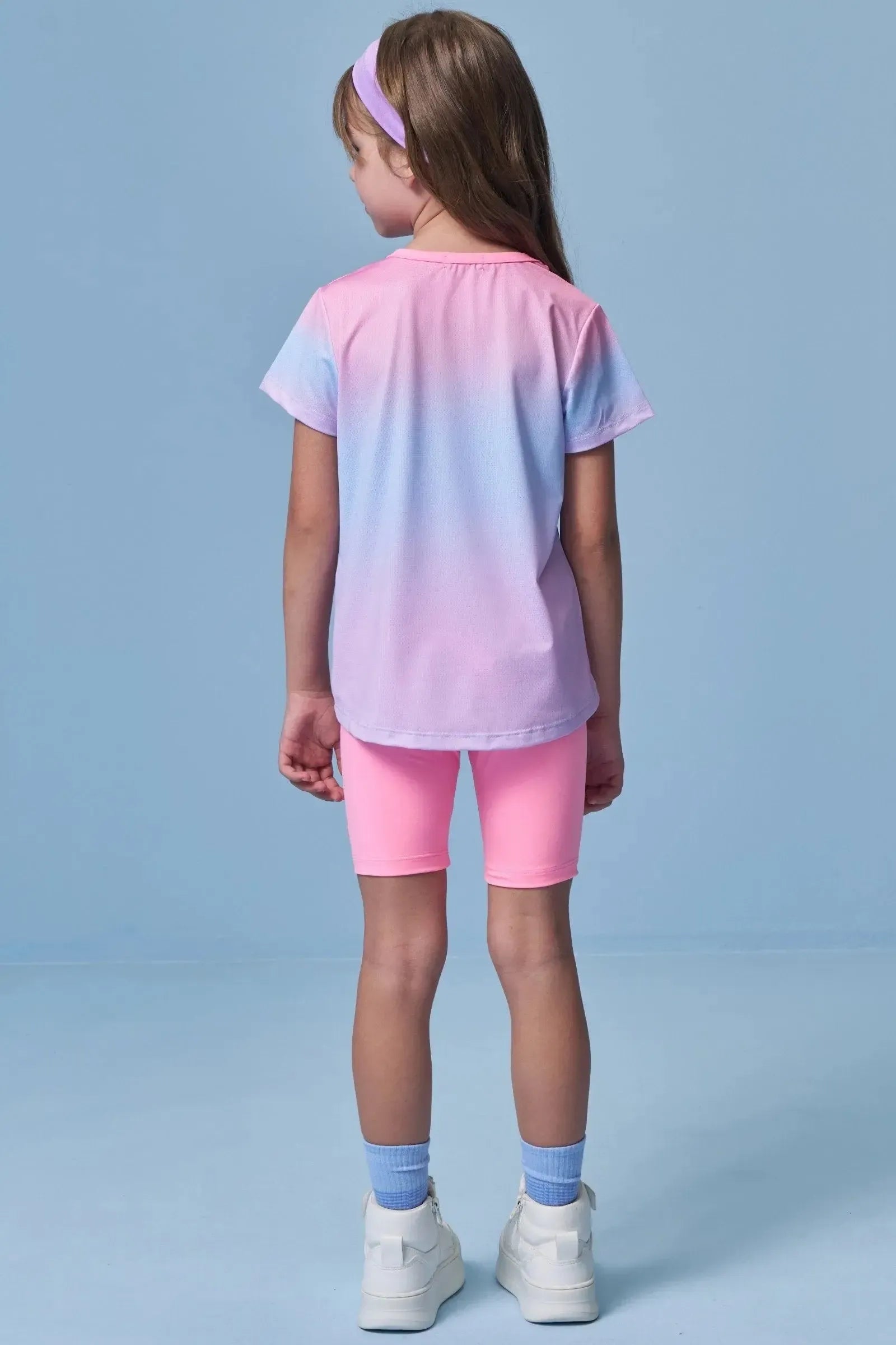 Conjunto de Blusa Alongada em Malha Yuki e Bermuda Biker em Malha UV 50+ 96470 Infanti Infantil Menina