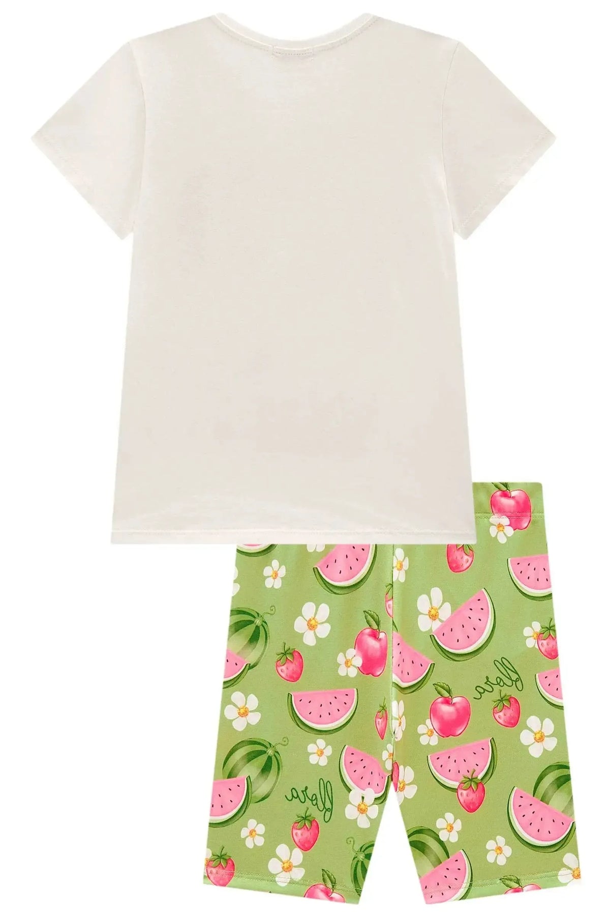 Conjunto de Blusa Alongada em Meia Malha com Bermuda Biker em Malha Power 98106 Infanti Infantil Menina