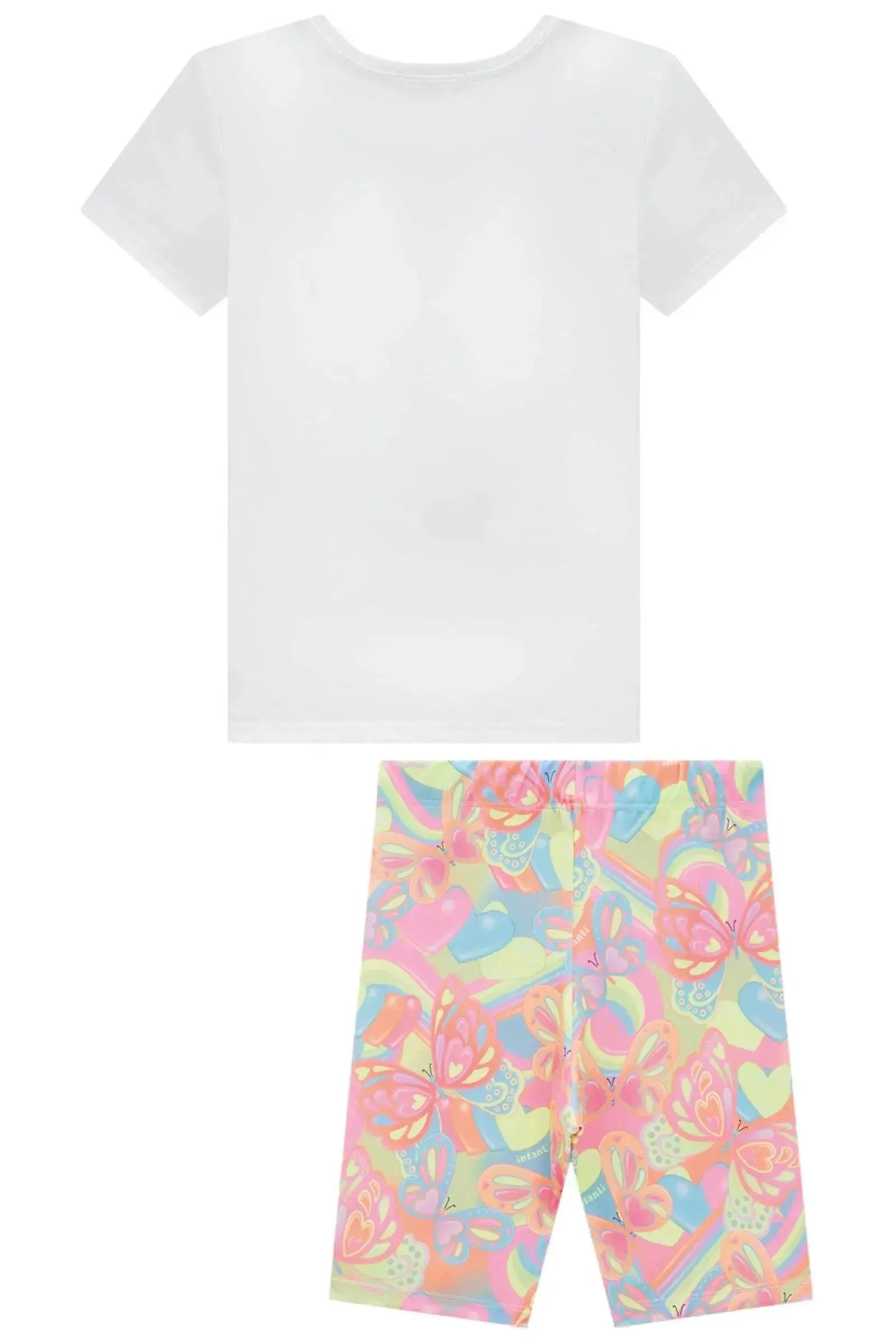 Conjunto de Blusa Alongada em Meia Malha e Bermuda Biker em Malha Power 95319 Infanti Infantil Menina