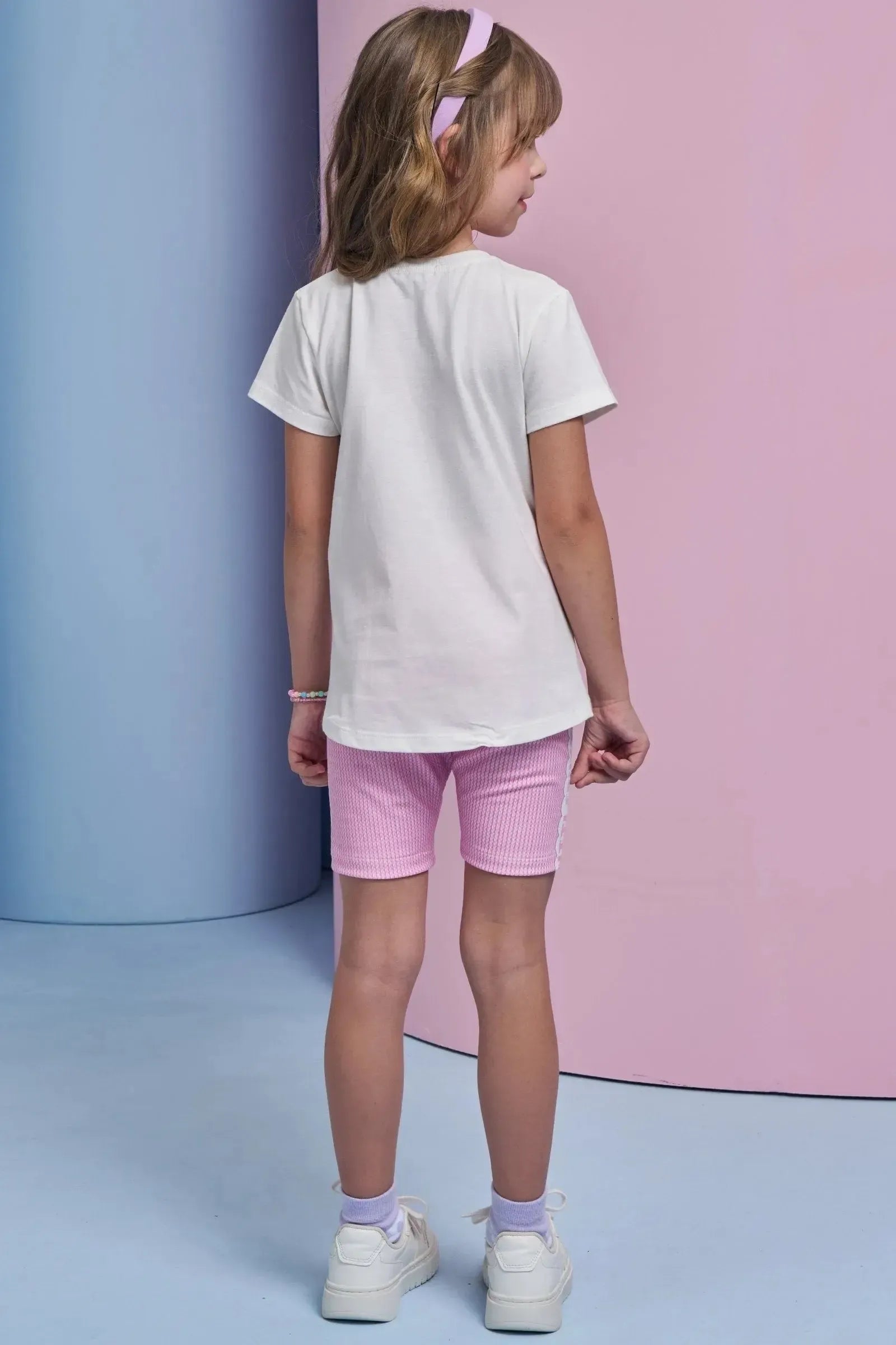 Conjunto de Blusa Alongada em Meia Malha e Bermuda Biker em Malha Power 95321 Infanti Infantil Menina