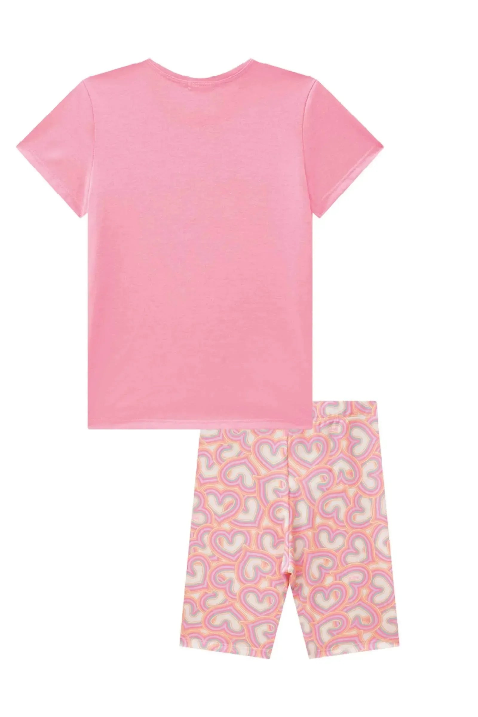 Conjunto de Blusa Alongada em Meia Malha e Biker em Malha Power 88882 Infanti Infantil Menina