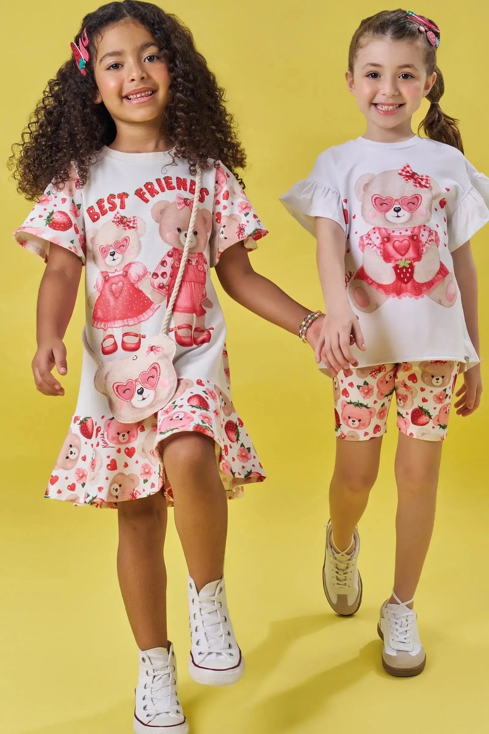 Conjunto de Blusa Alongada em Meia Malha e Biker em Molecotton 83561 Kukiê Infantil Menina