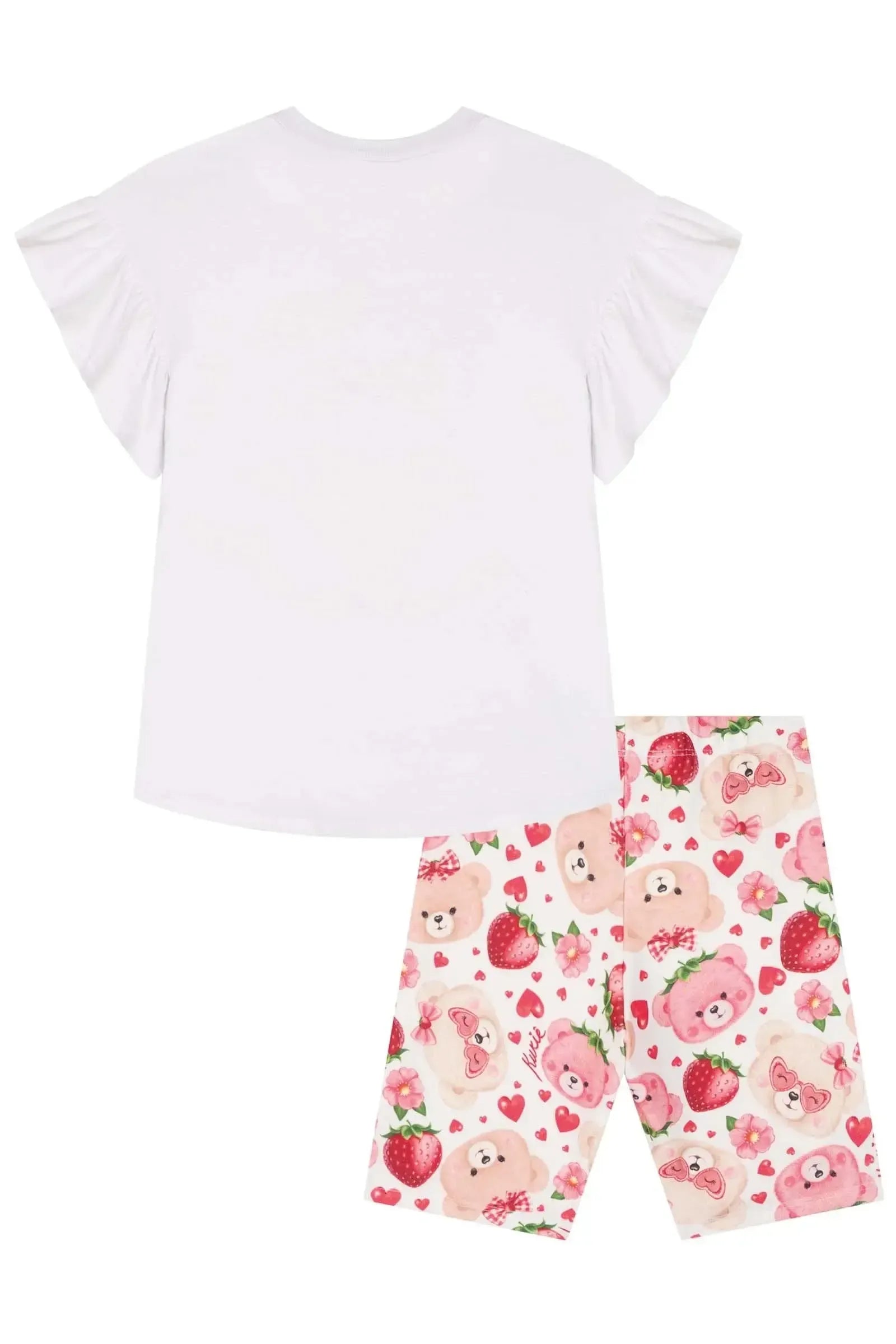 Conjunto de Blusa Alongada em Meia Malha e Biker em Molecotton 83561 Kukiê Infantil Menina