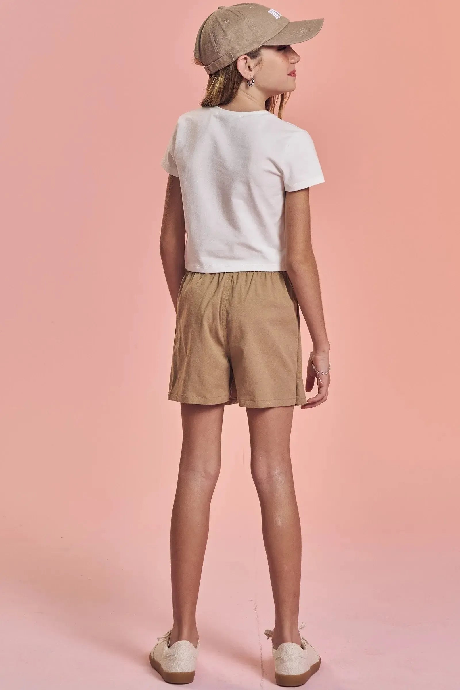 Conjunto de Blusa Baby Look Cropped em Cotton e Short Saia em Sarja com Elastano 92746 Lilimoon Teen Menina