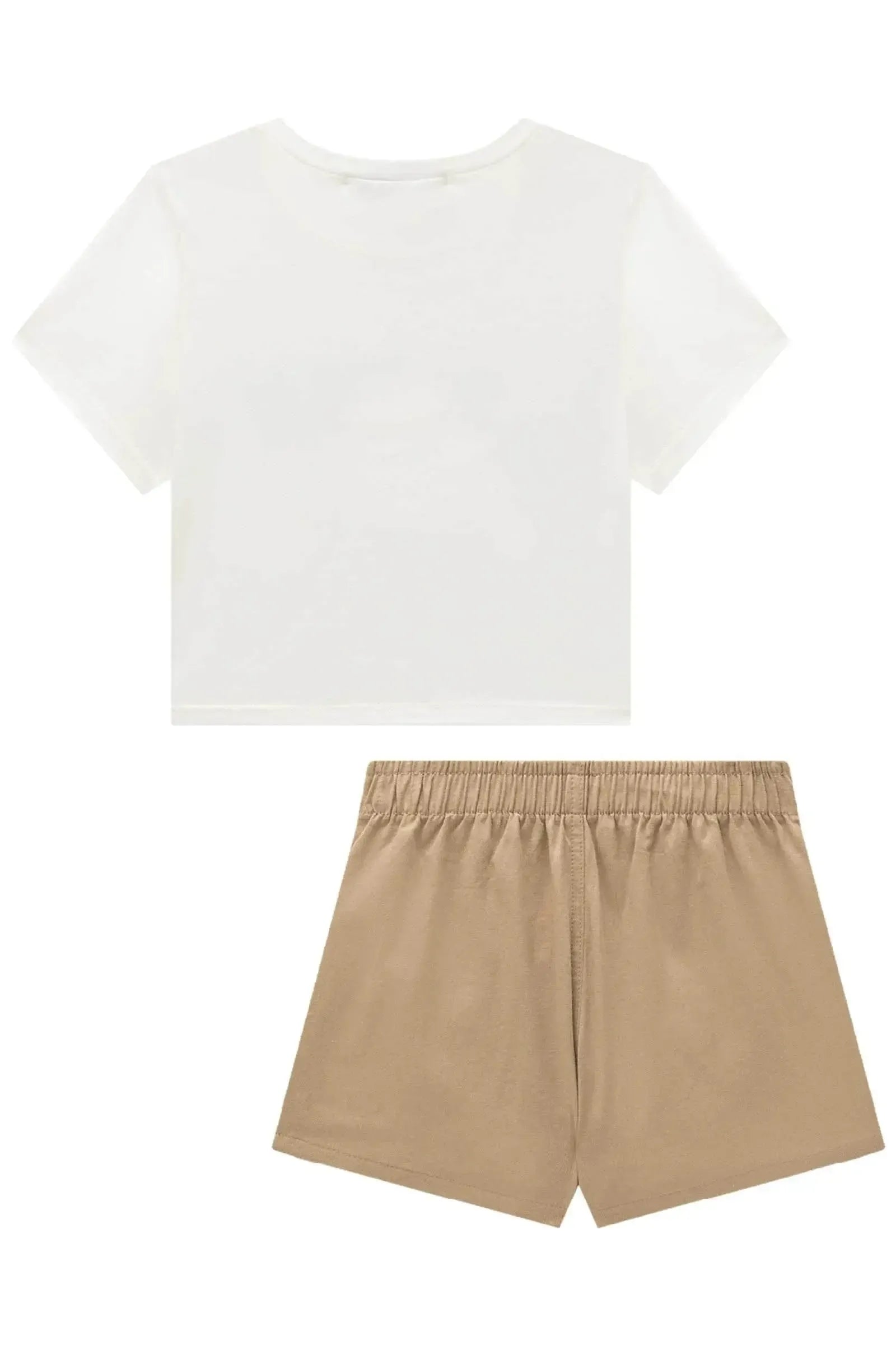 Conjunto de Blusa Baby Look Cropped em Cotton e Short Saia em Sarja com Elastano 92746 Lilimoon Teen Menina