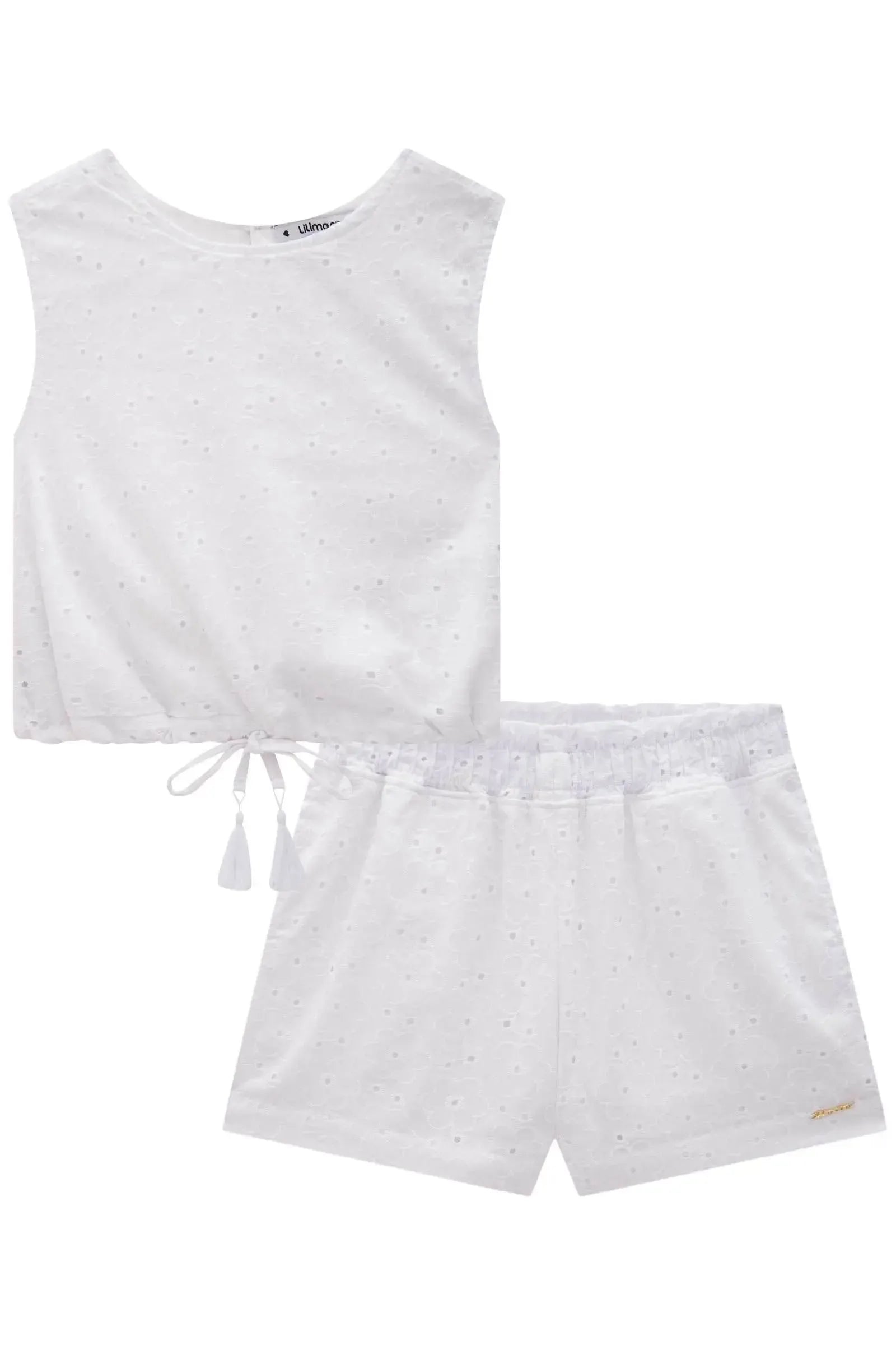 Conjunto de Blusa Boxy e Shorts em Laise Bordada 83867 Lilimoon Teen Menina